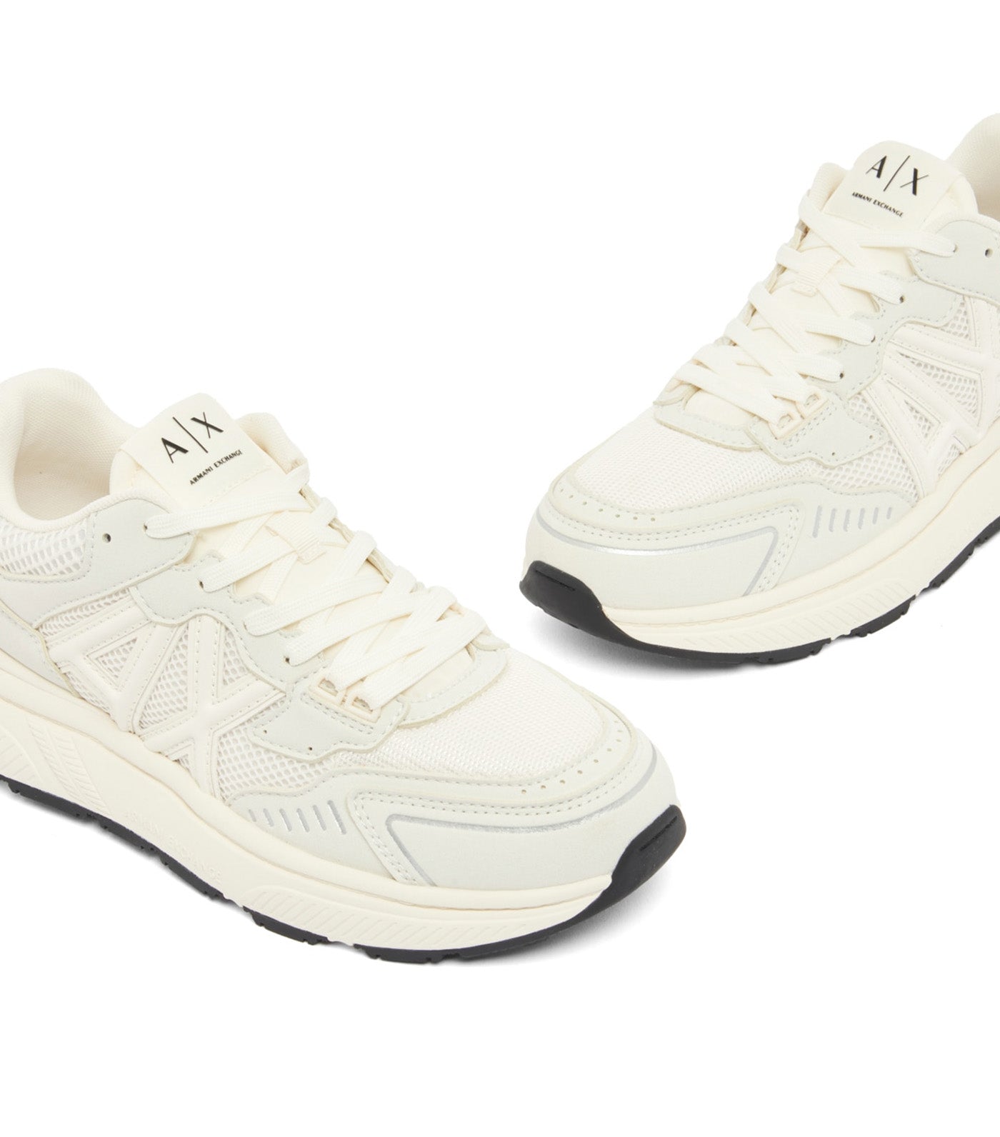 Sneakers in Microsuede and Mesh Off White + Off White