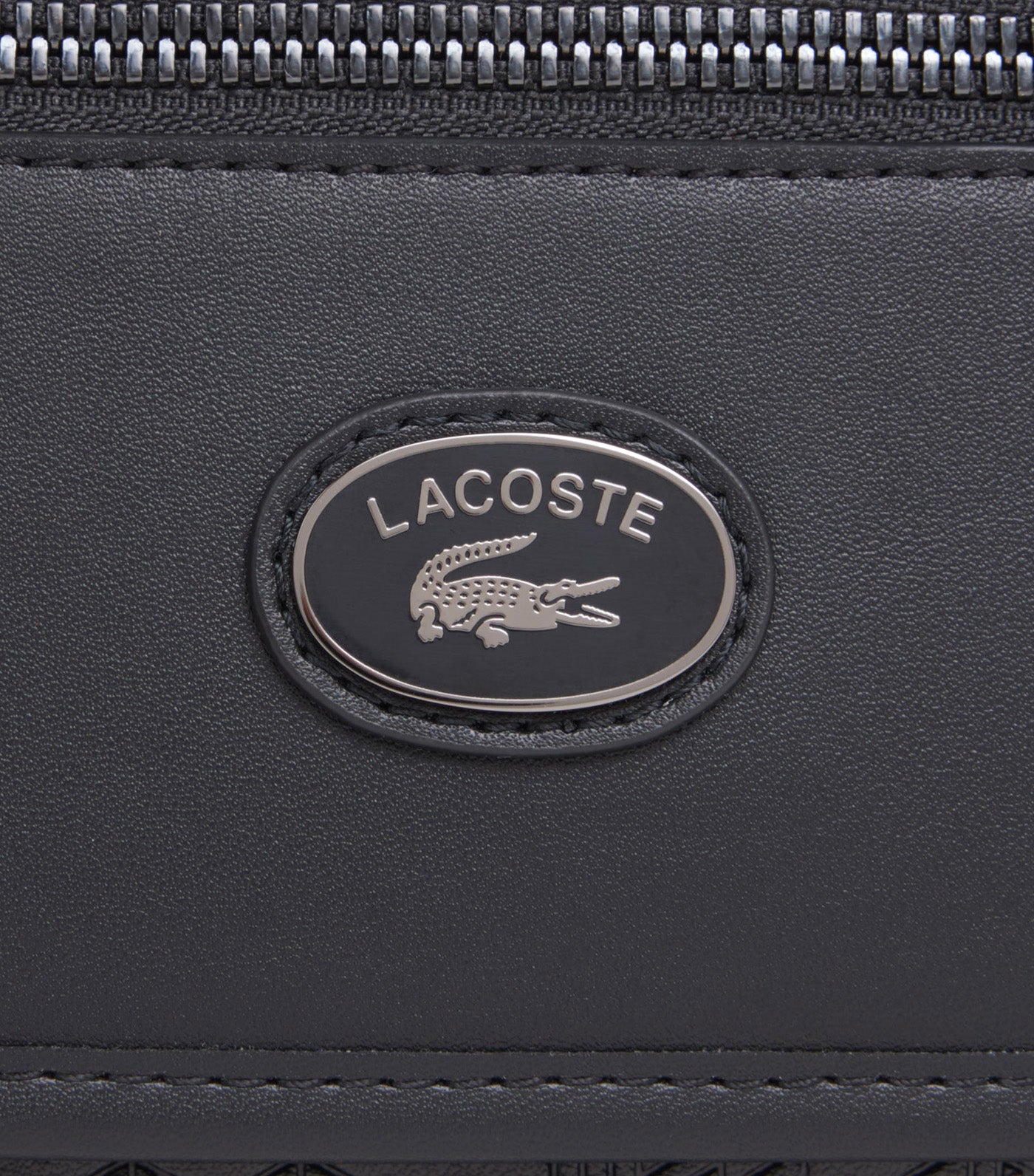 Lacoste Mini Monogram Leather Messenger Bag Noir