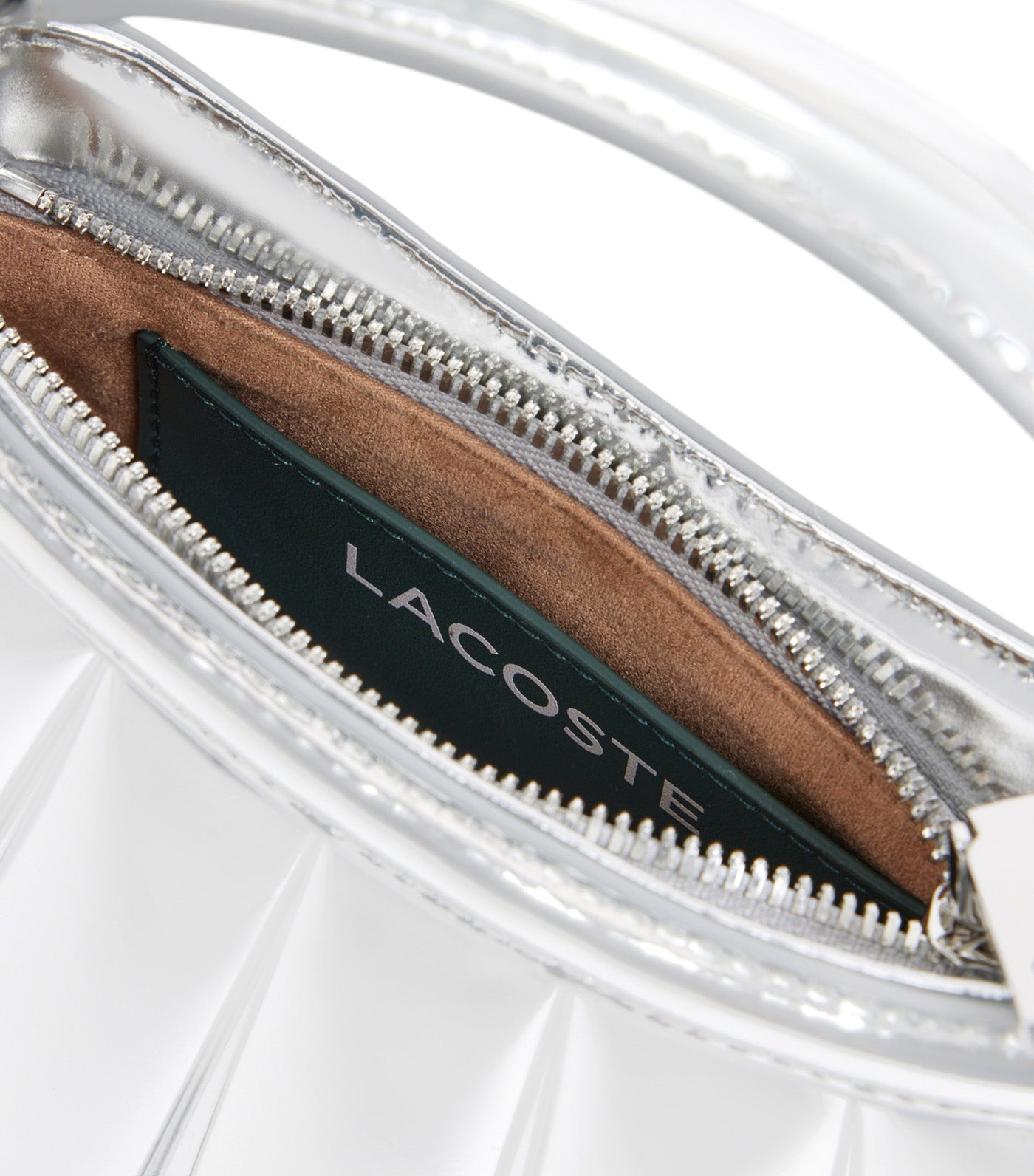Lacoste Mini Mirror Lenglen Leather Bag Silver Mirror