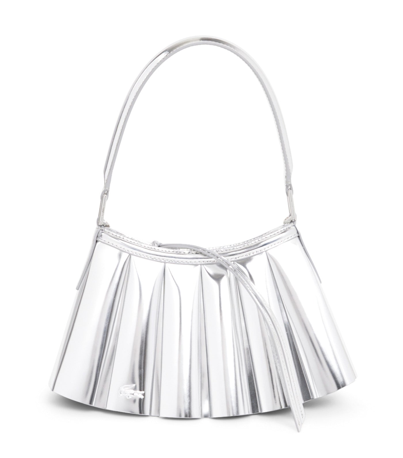 Lacoste Small Mirror Lenglen Leather Bag Silver Mirror