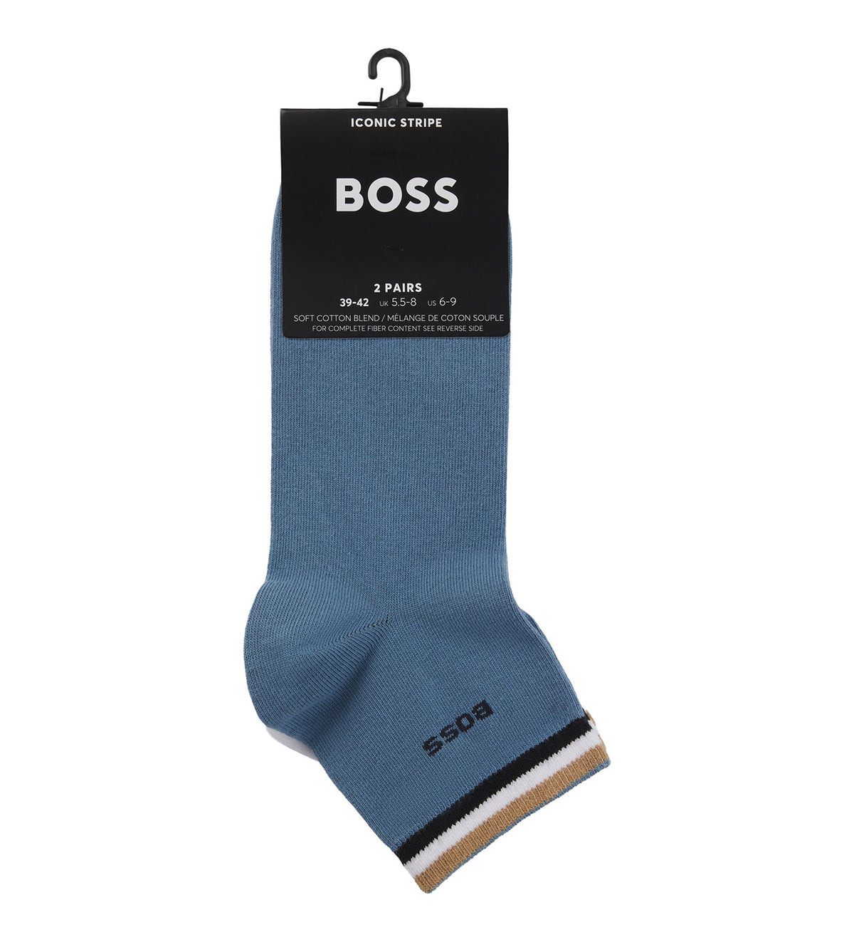 Two-Pack of Short Socks with Signature-Stripe Cuffs Dark Blue