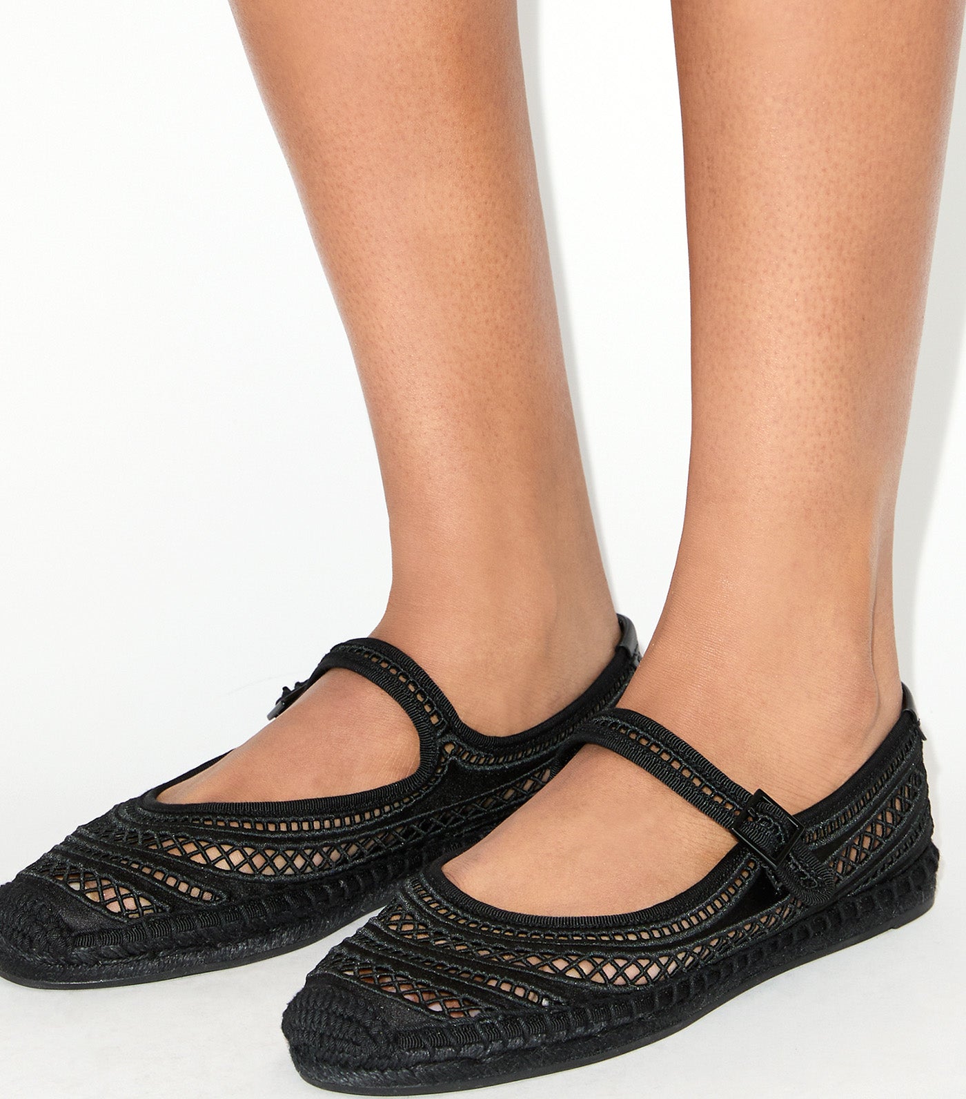 Open Weave Mary Jane Espadrille Perfect Black