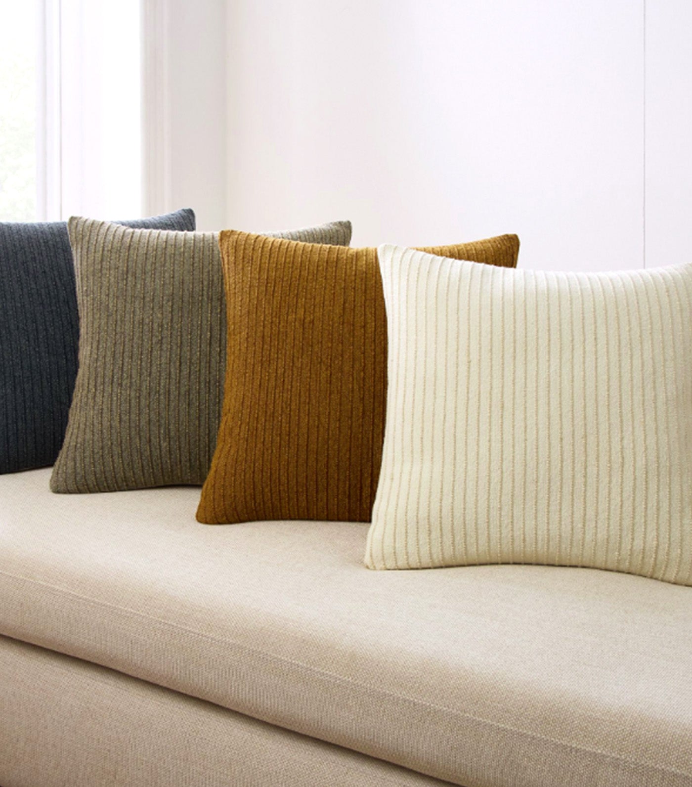 Jute Simple Line Pillow Cover Honey