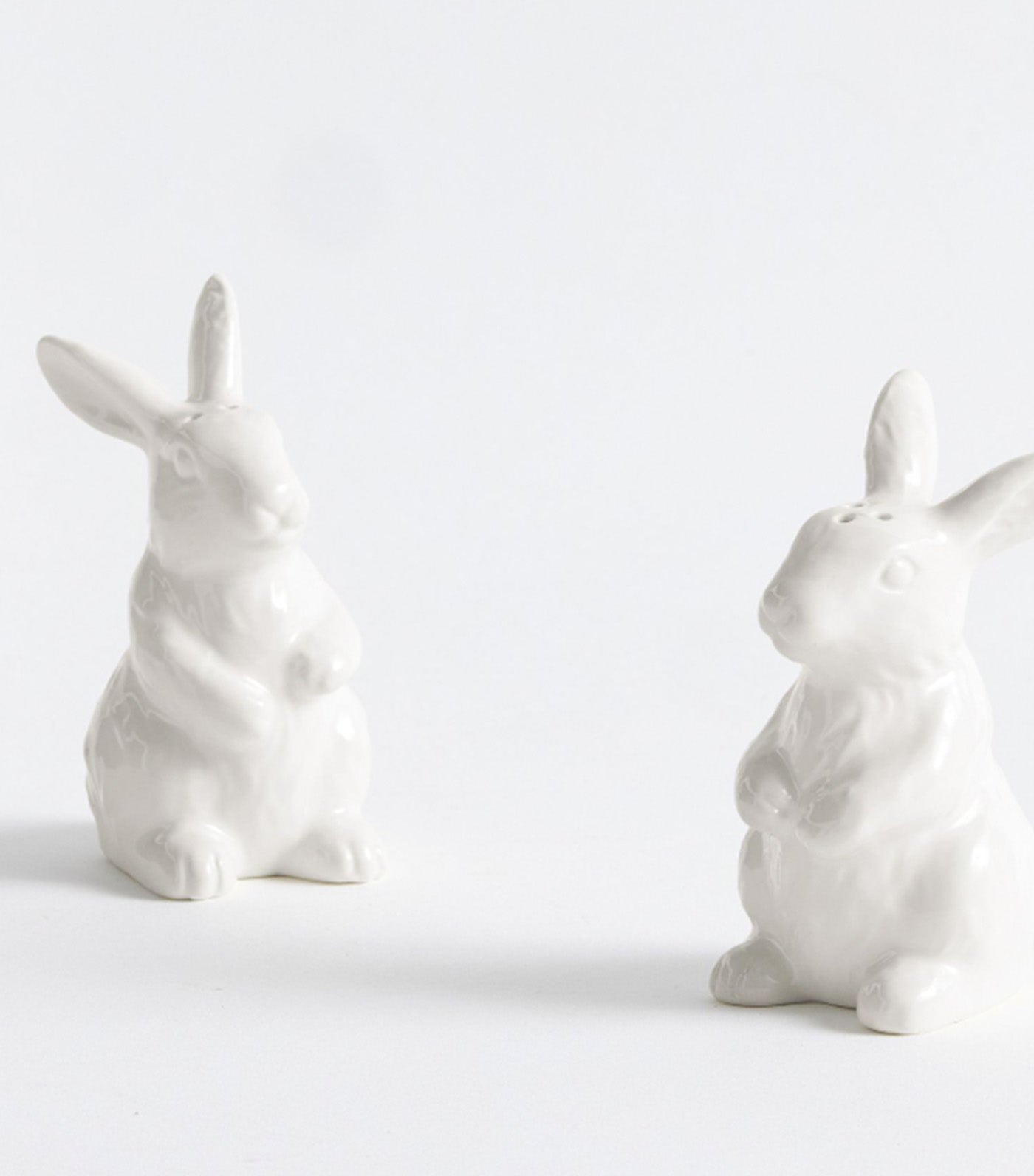 Floral Bunny Stoneware Salt & Pepper Shakers White