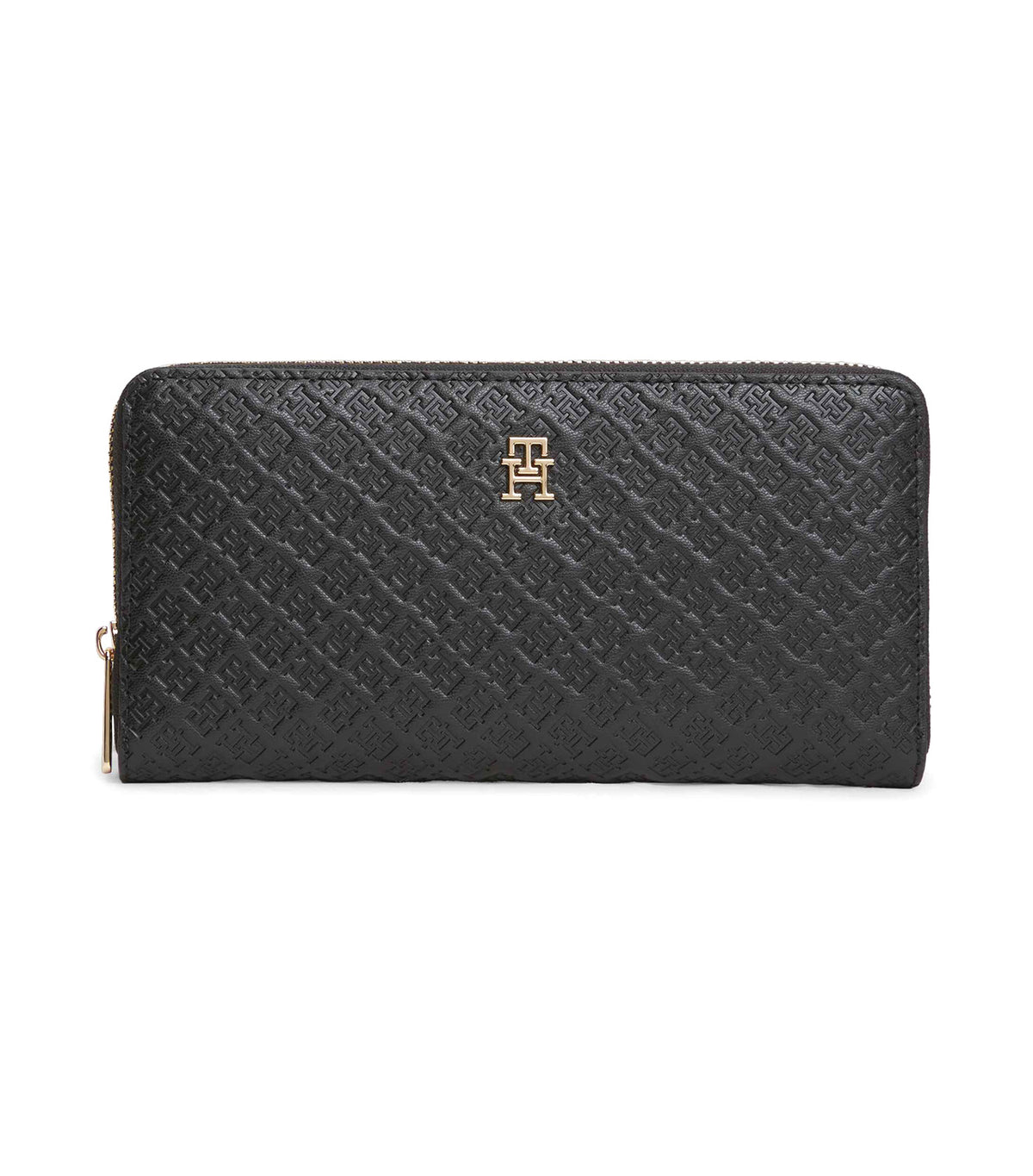 Women's Icon Large Zip Around Monogram Wallet Black