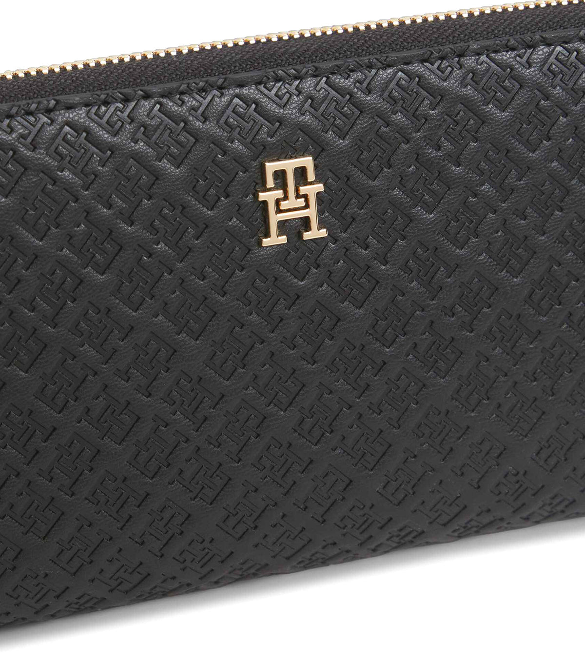 Women's Icon Large Zip Around Monogram Wallet Black