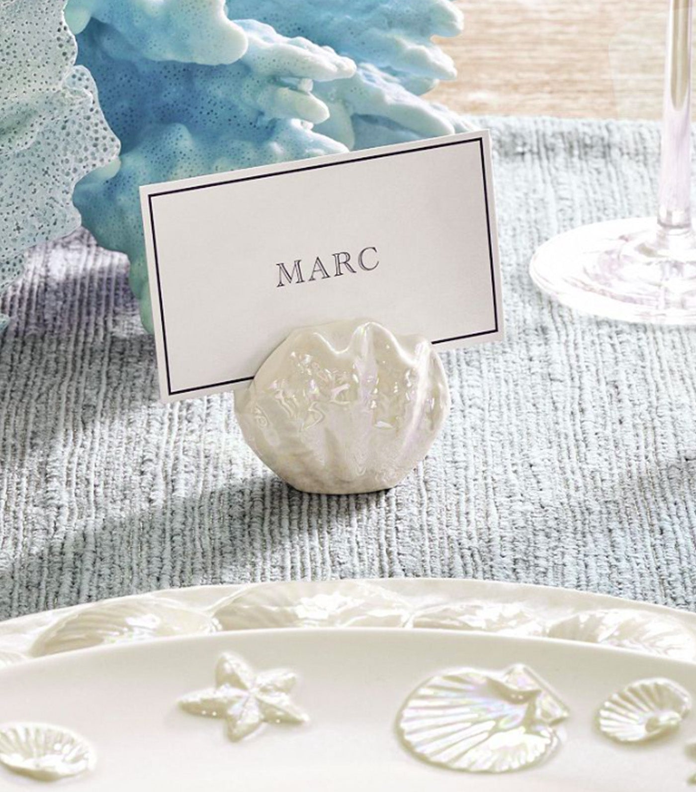 Pearlescent Shell Place Card Holders - Set of 4 White