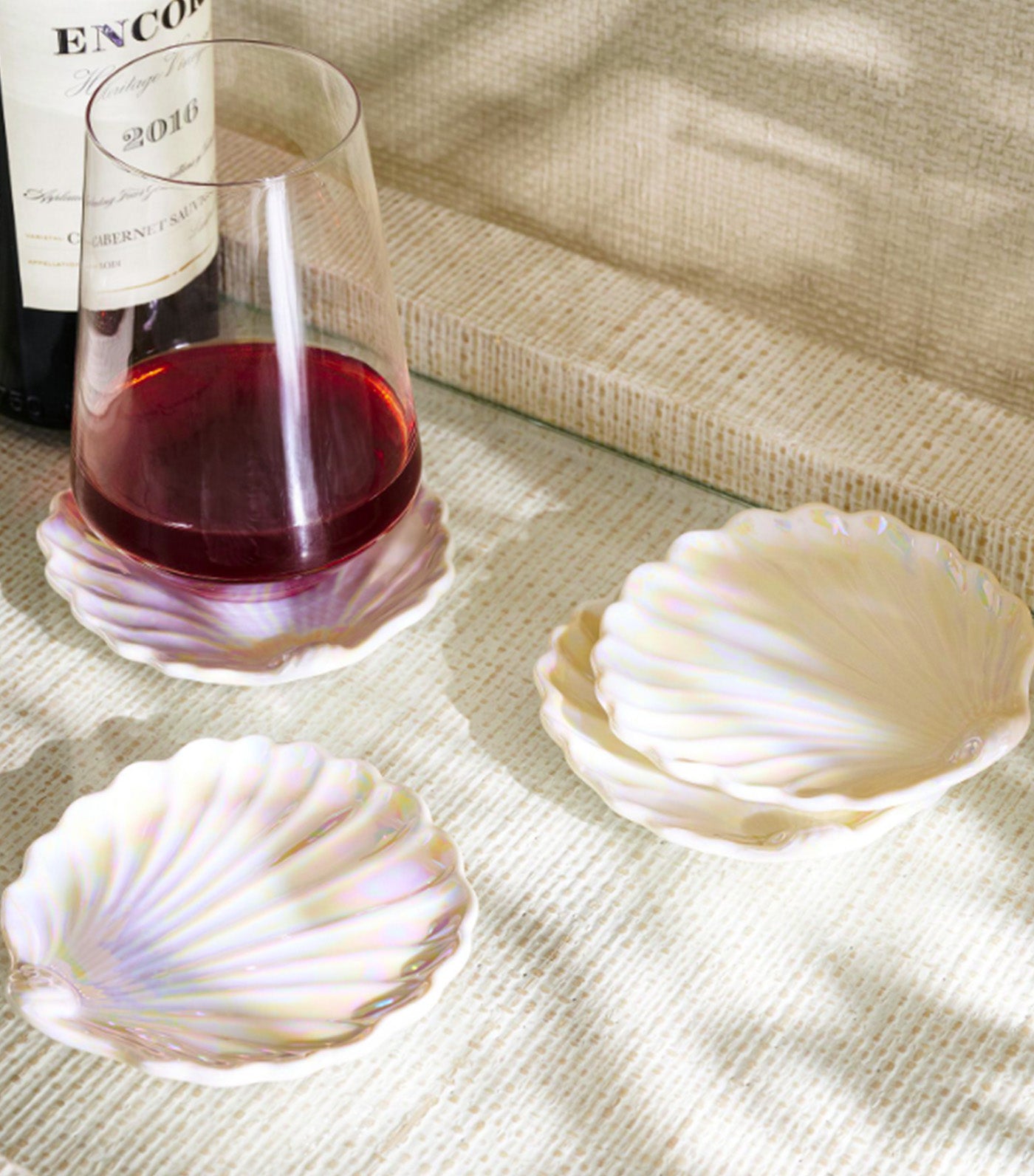 Pearlescent Shell Stoneware Coasters - Set of 4