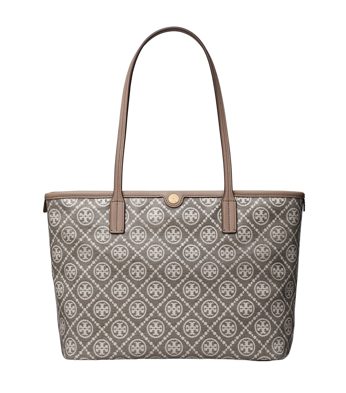 T Monogram Coated Jacquard Small Zip Tote Charcoal
