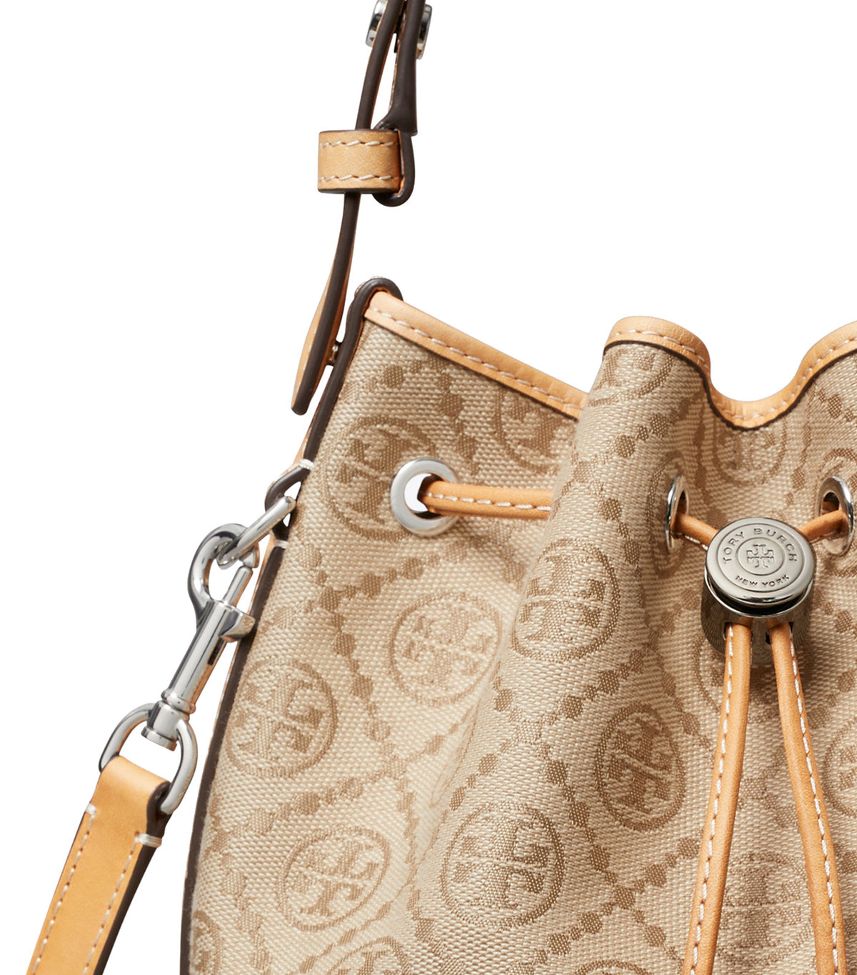 T Monogram Bucket Bag Flax