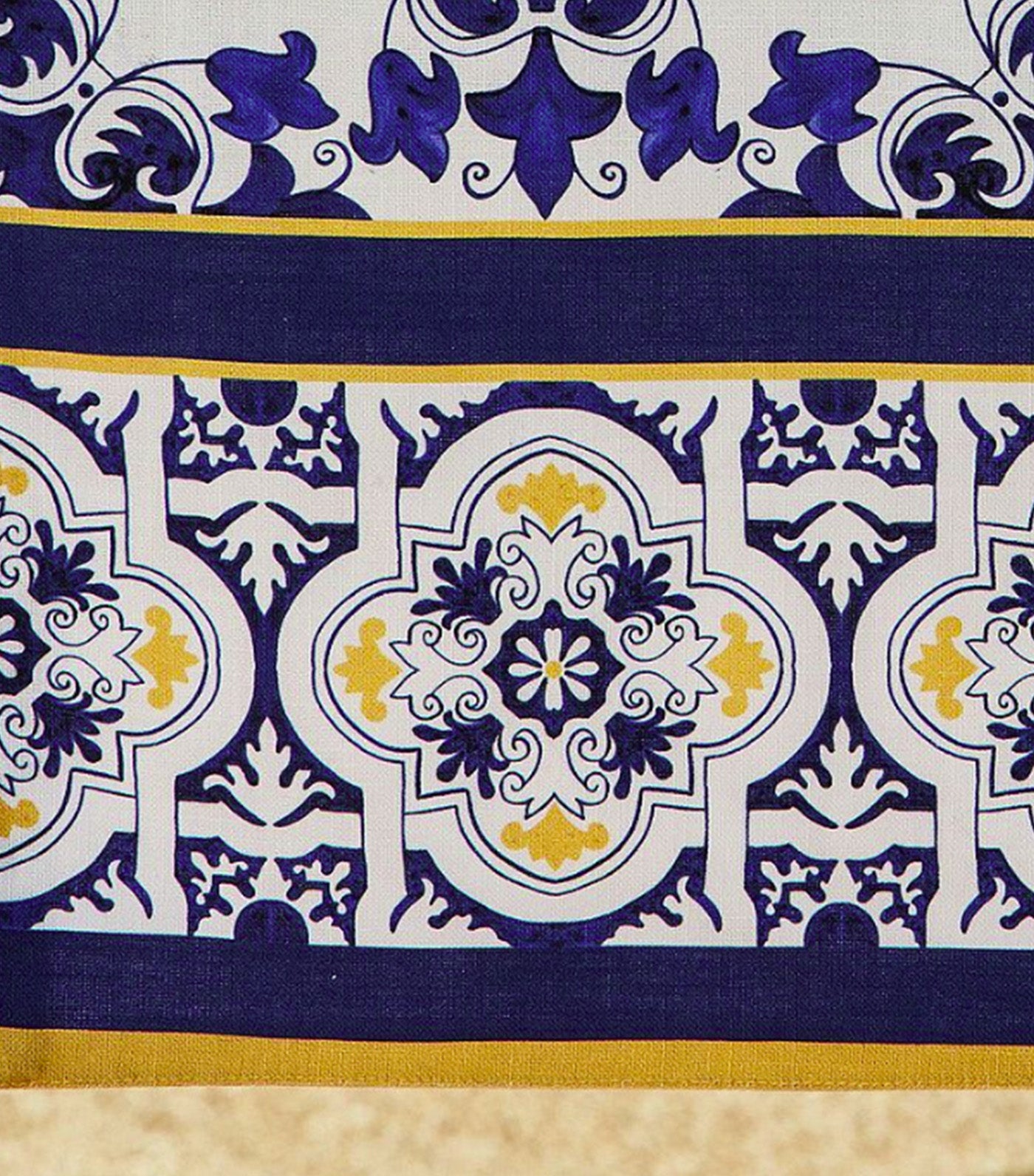 Mosaic Organic Cotton Table Runner Blue Multi