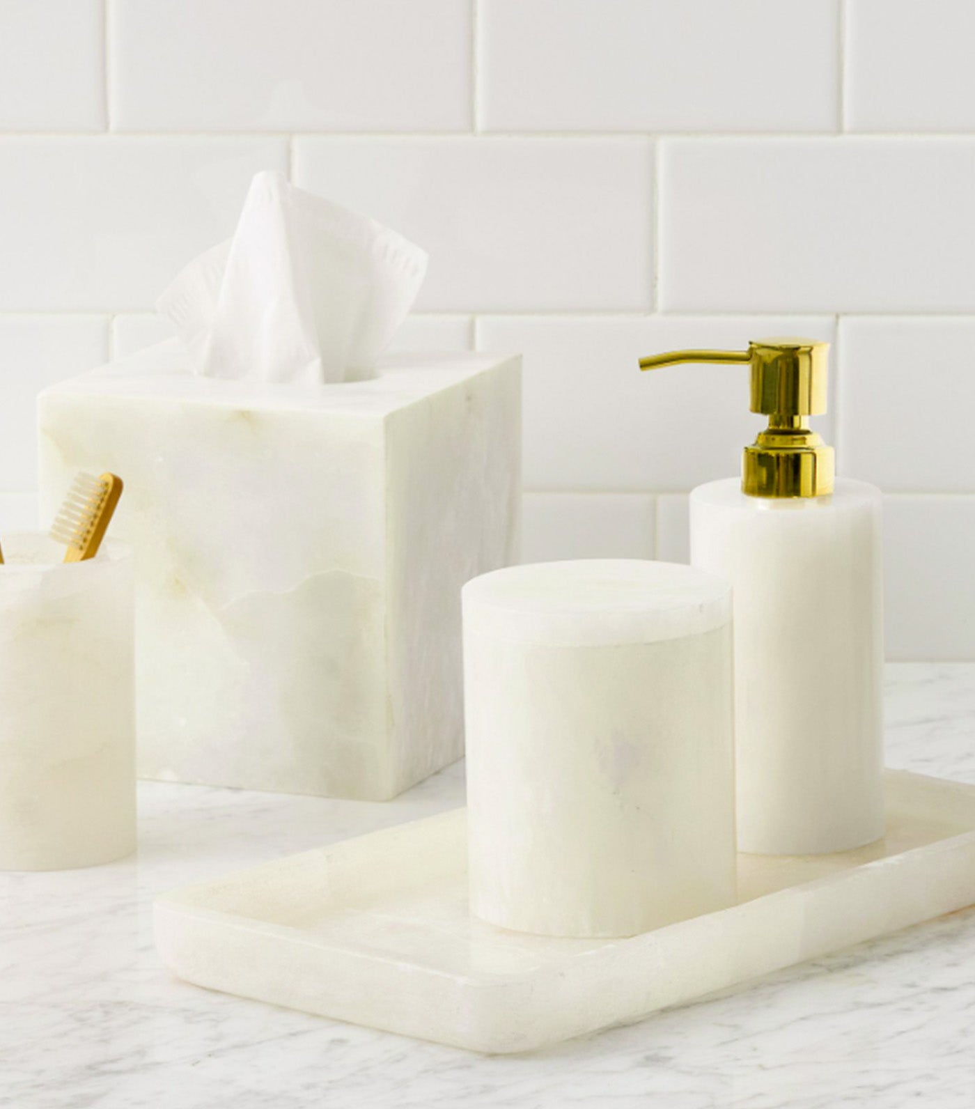 Alabaster Bathroom Accessories Tissue Box White