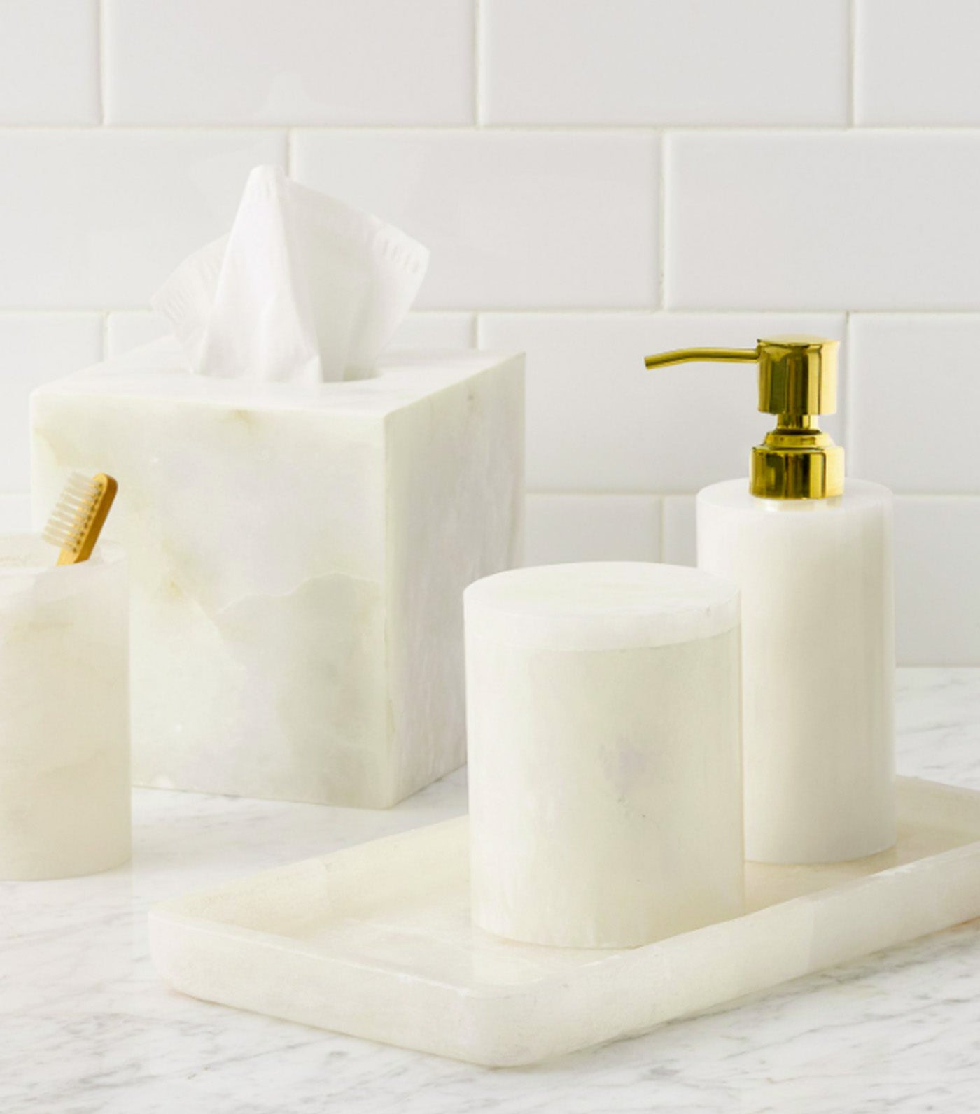 Alabaster Bathroom Accessories Tray White