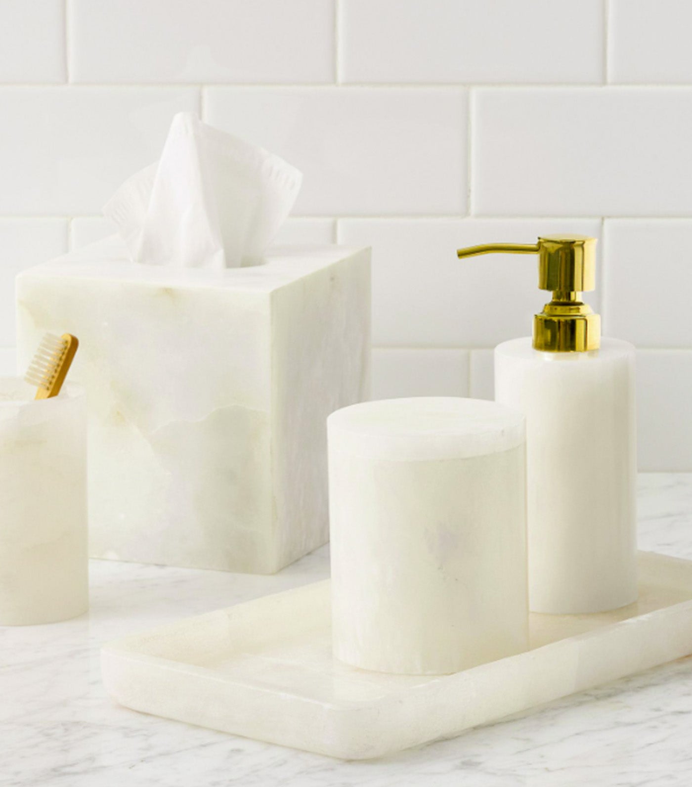 Alabaster Bathroom Accessories Soap Pump White