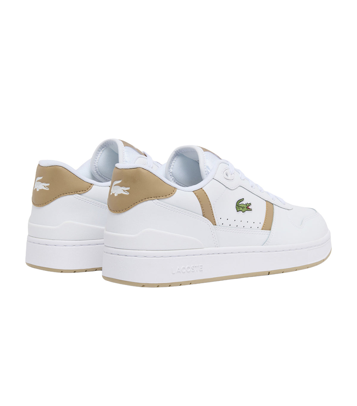 Men's T-Clip Set Leather Sneakers White/Light Brown