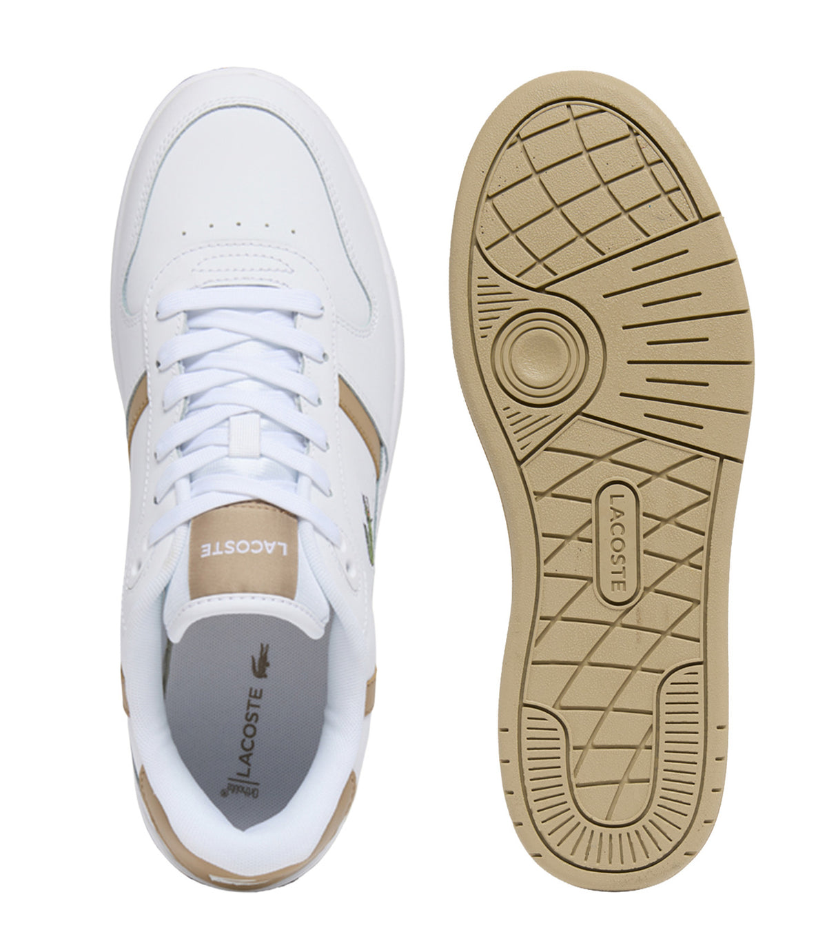 Men's T-Clip Set Leather Sneakers White/Light Brown