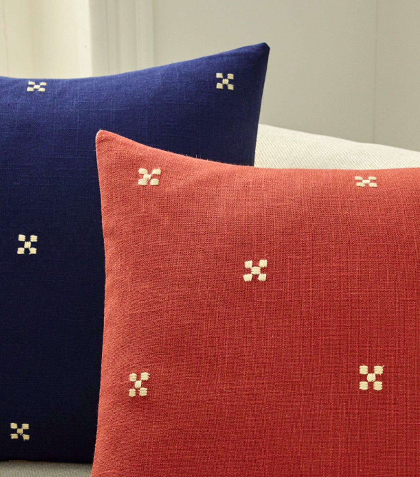 Stitched Ditsy Geo Pillow Cover Midnight