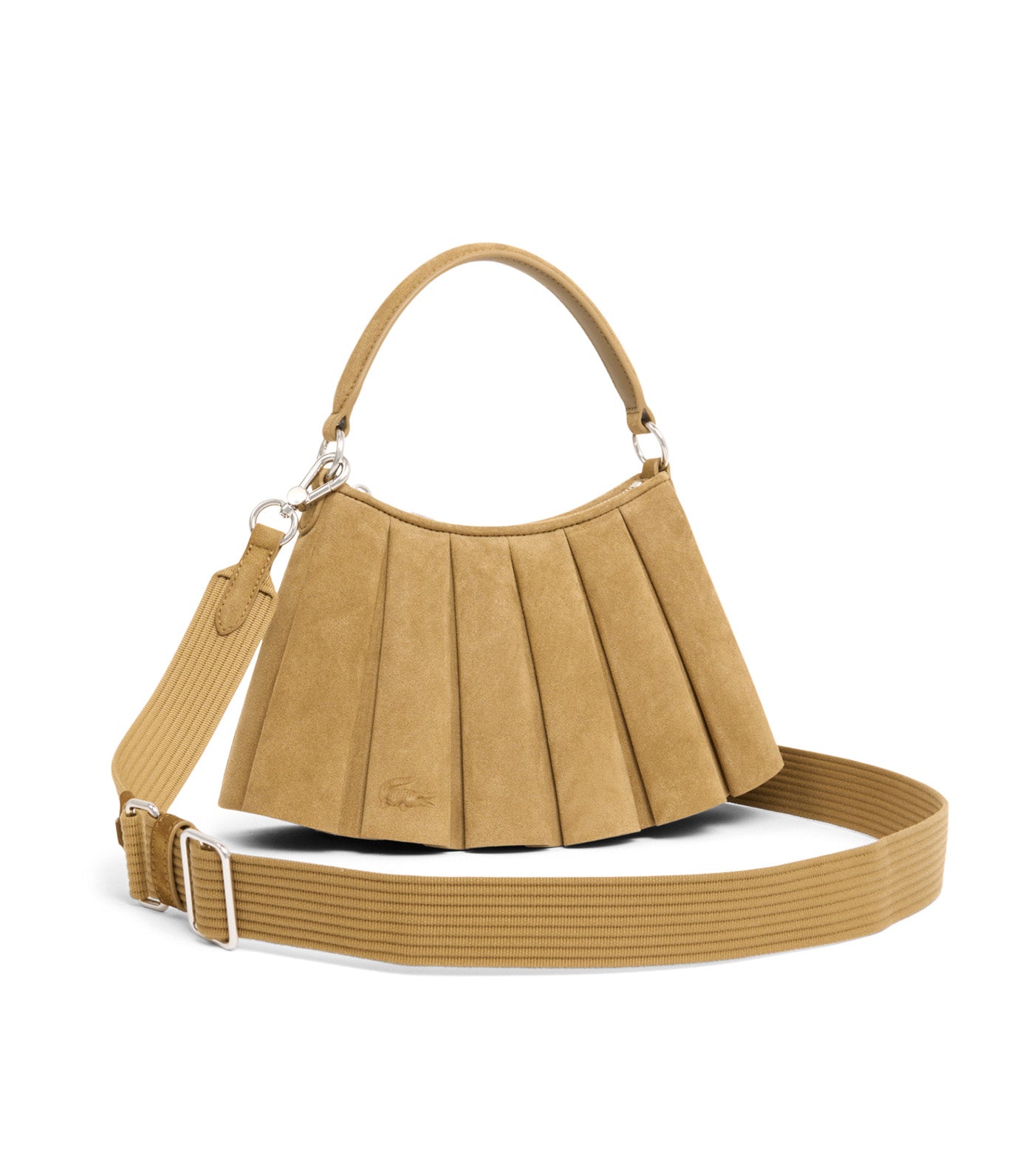 Small Lenglen Suede Leather Purse Dark Beige