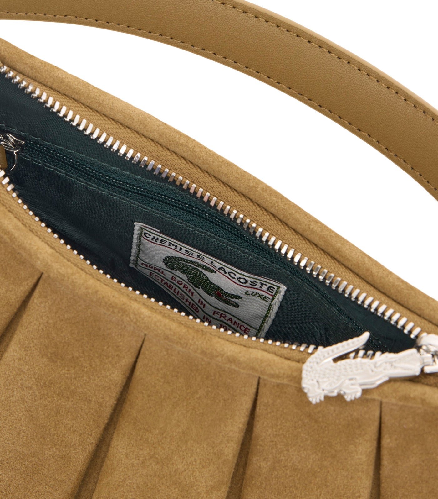 Small Lenglen Suede Leather Purse Dark Beige