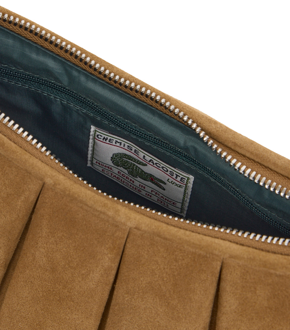 Medium Lenglen Suede Leather Purse Dark Beige