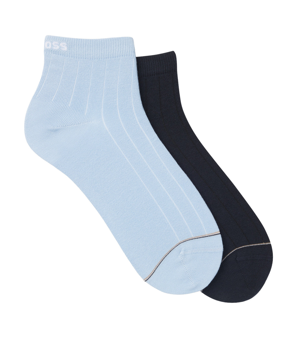 Two-Pack of Ribbed Cotton-Blend Short Socks Light Blue