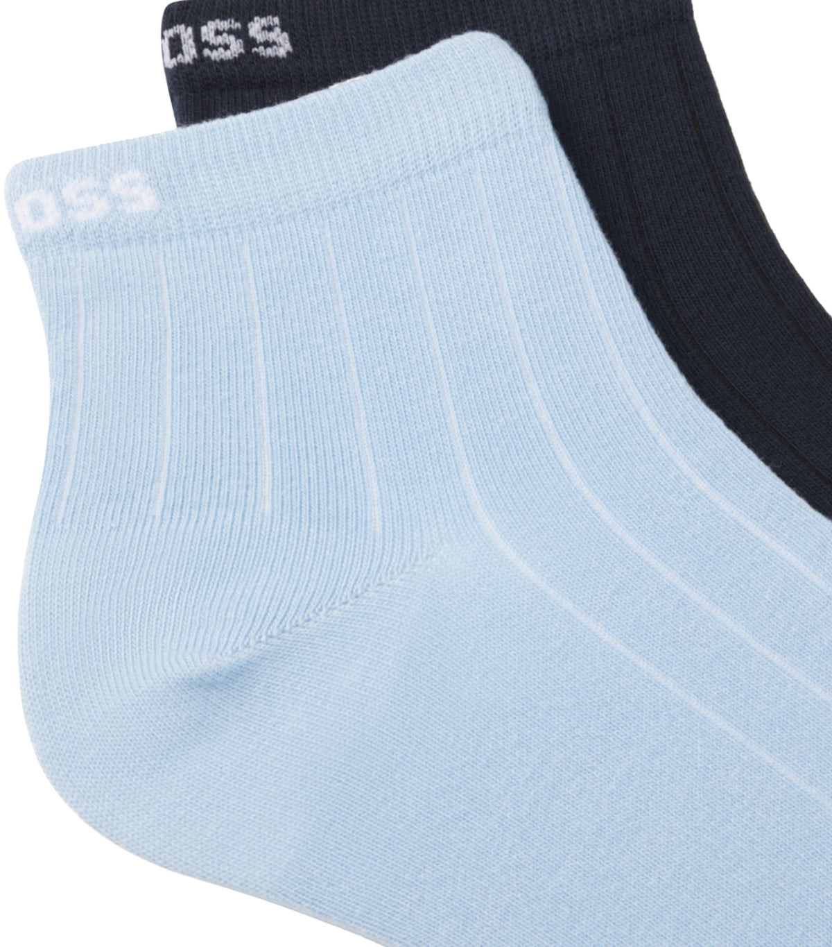 Two-Pack of Ribbed Cotton-Blend Short Socks Light Blue