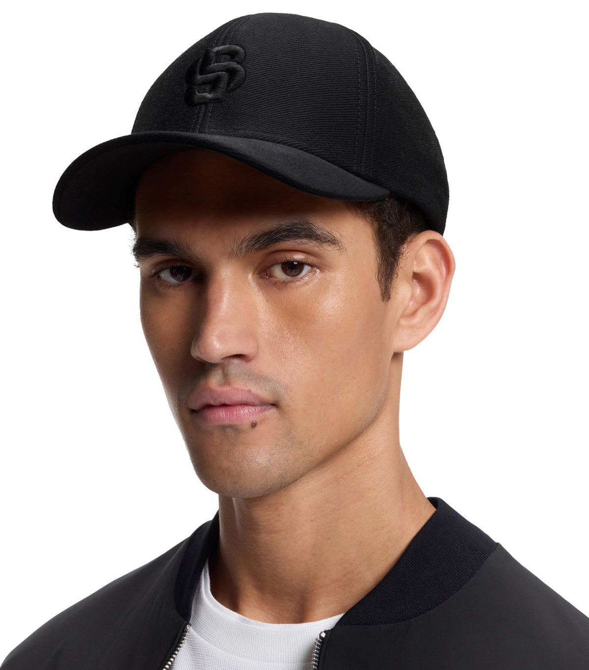 Cotton-Twill Cap with Double B Monogram Black