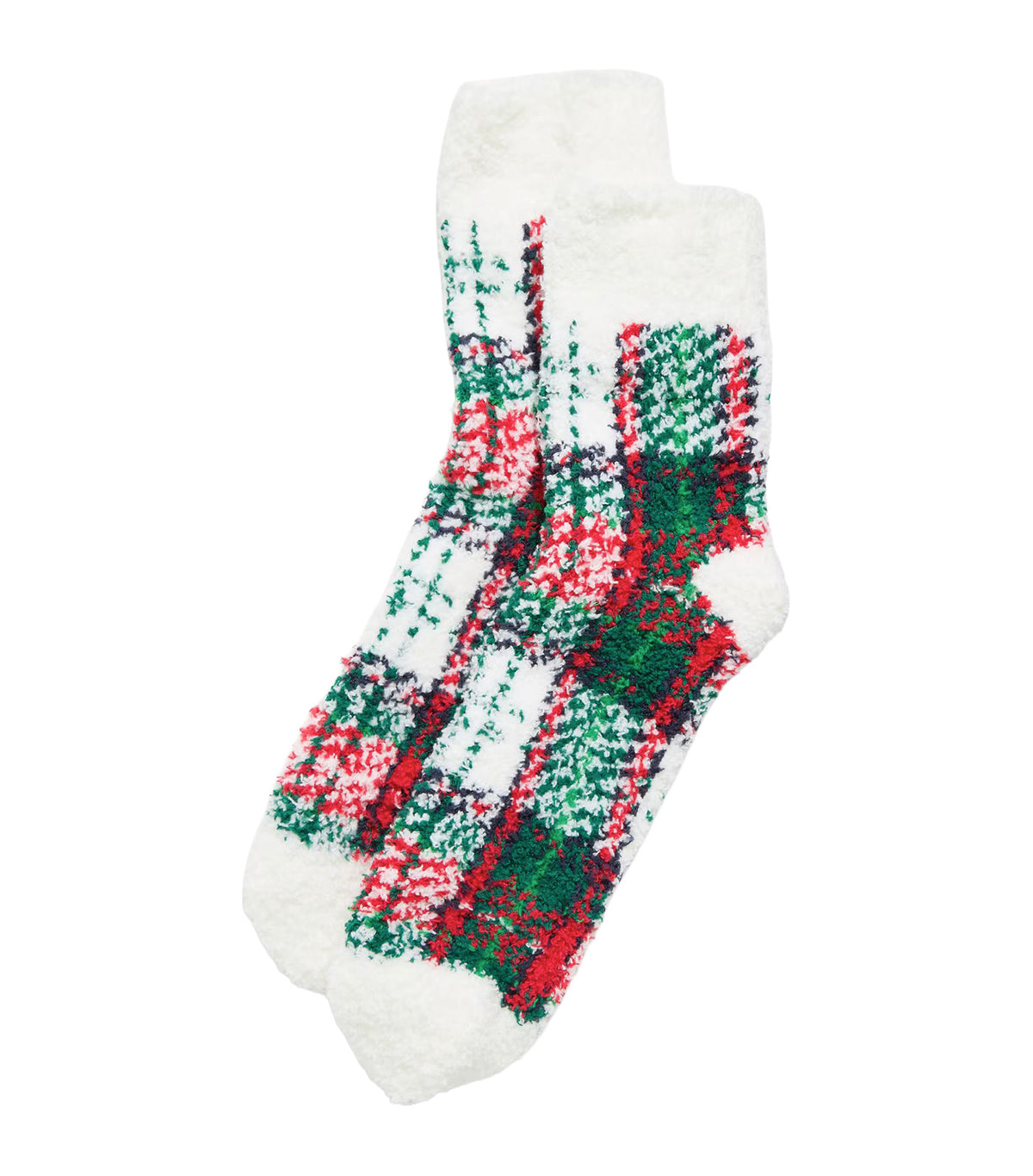 Cozy Crew Socks for Women White Tartan