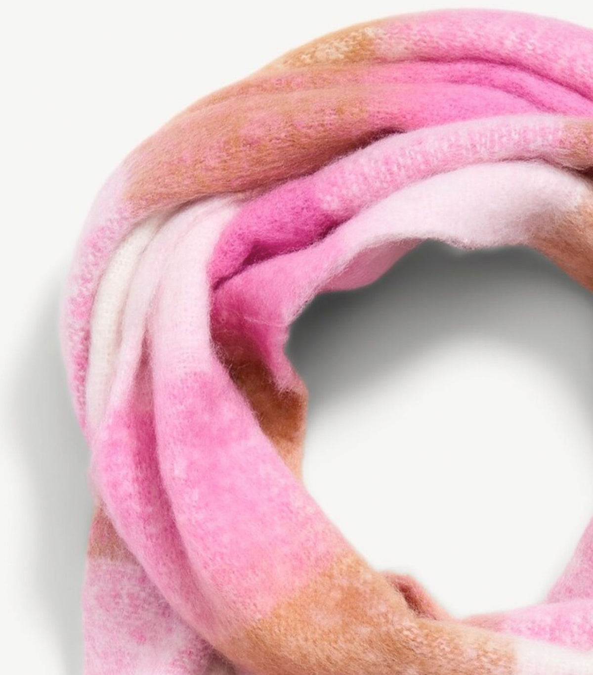 Fringed Scarf Big Pink Plaid