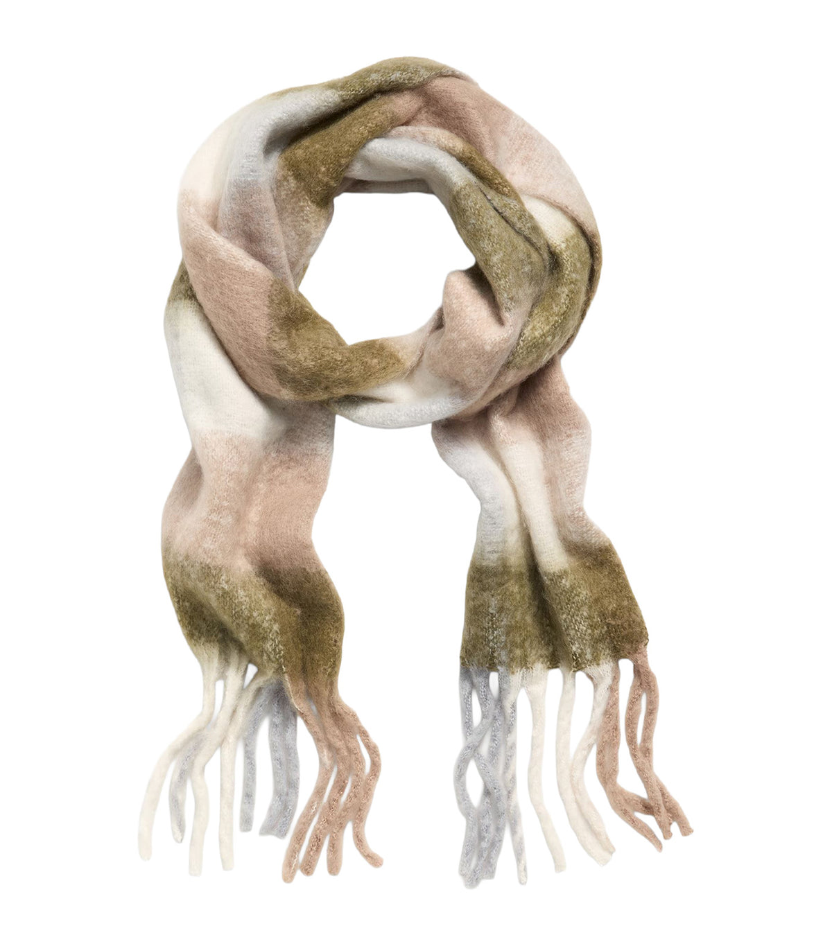 Fringed Scarf Neutral Plaid