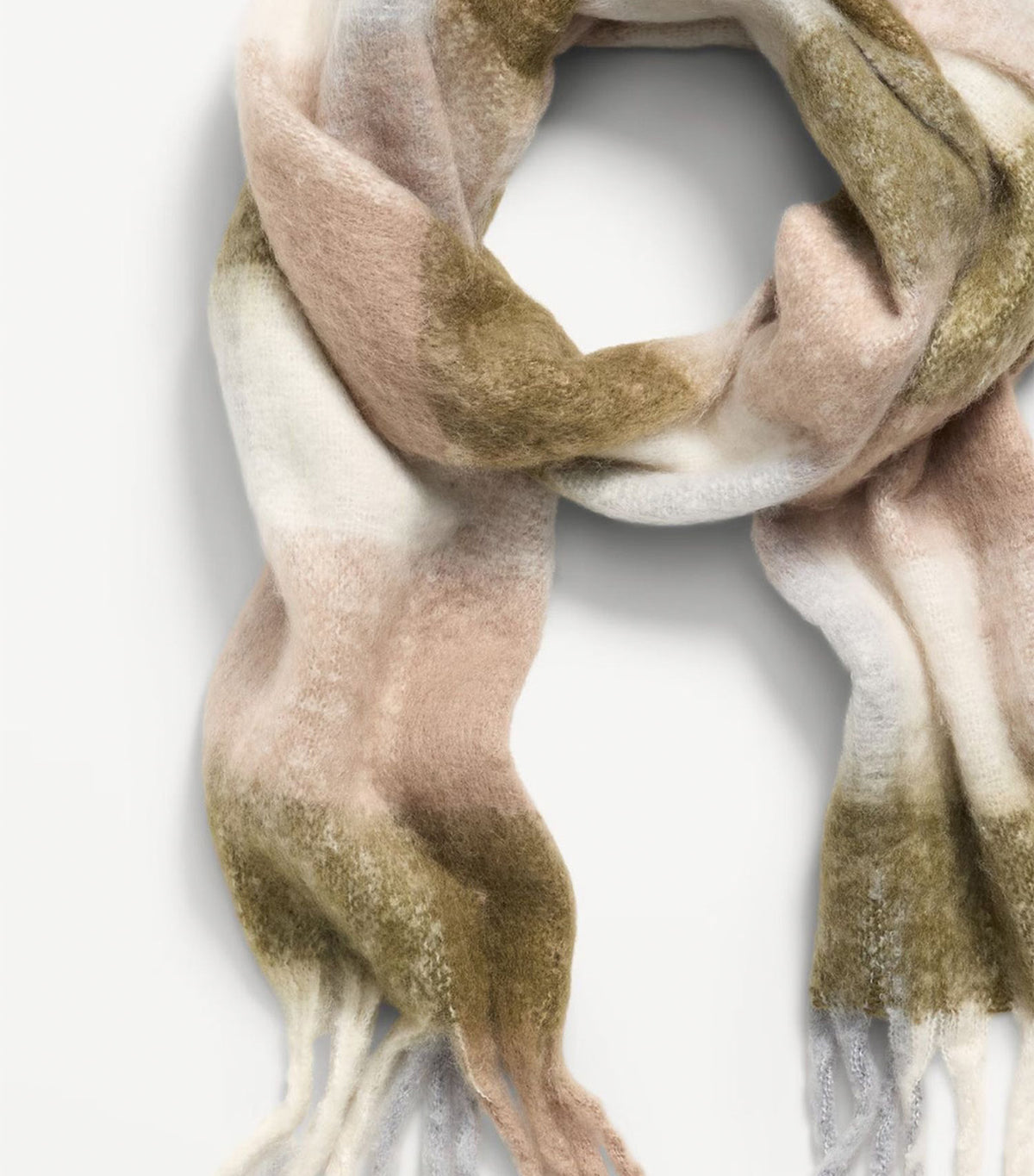 Fringed Scarf Neutral Plaid