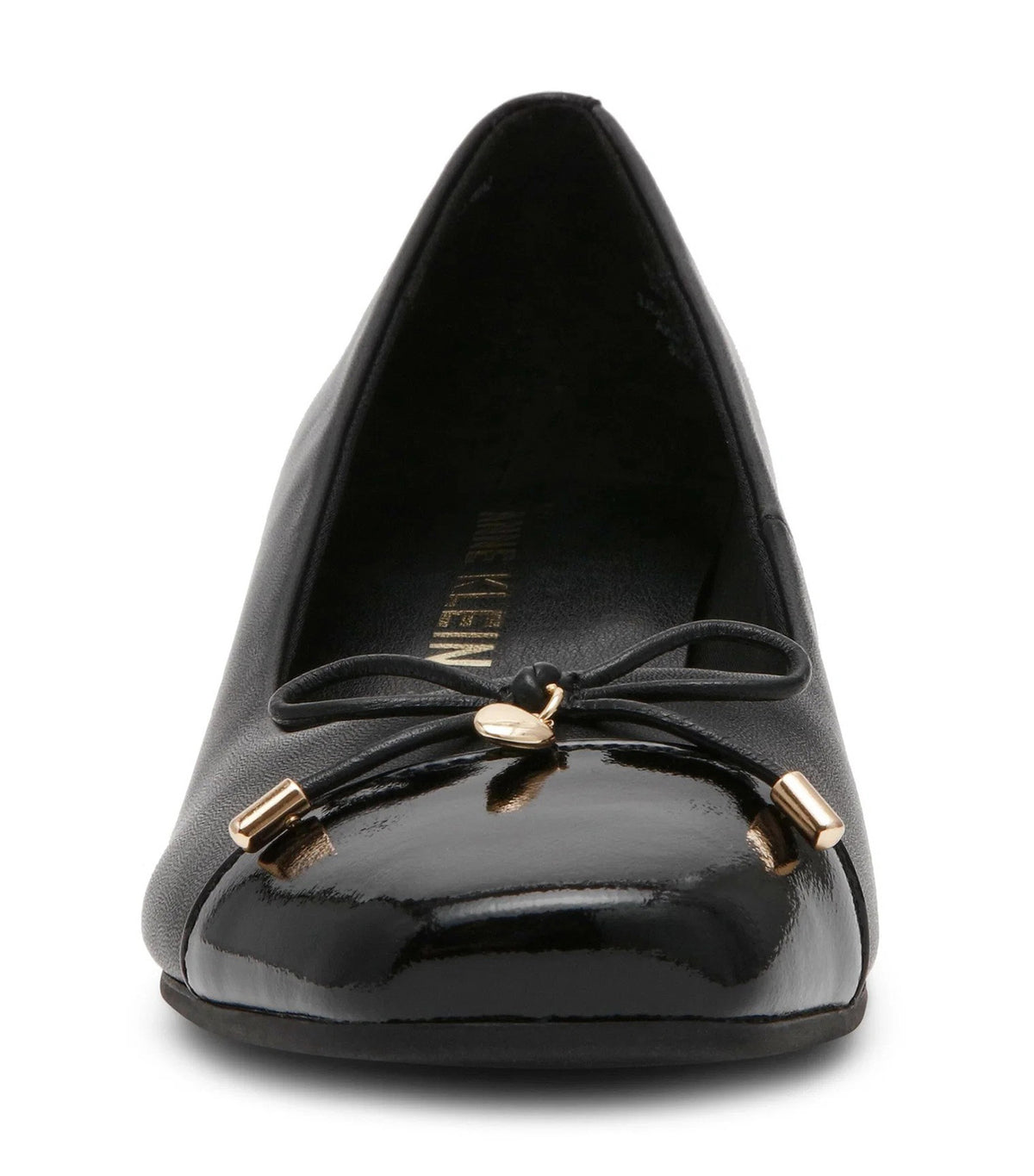 Leather Wedge Ballet Flat Black