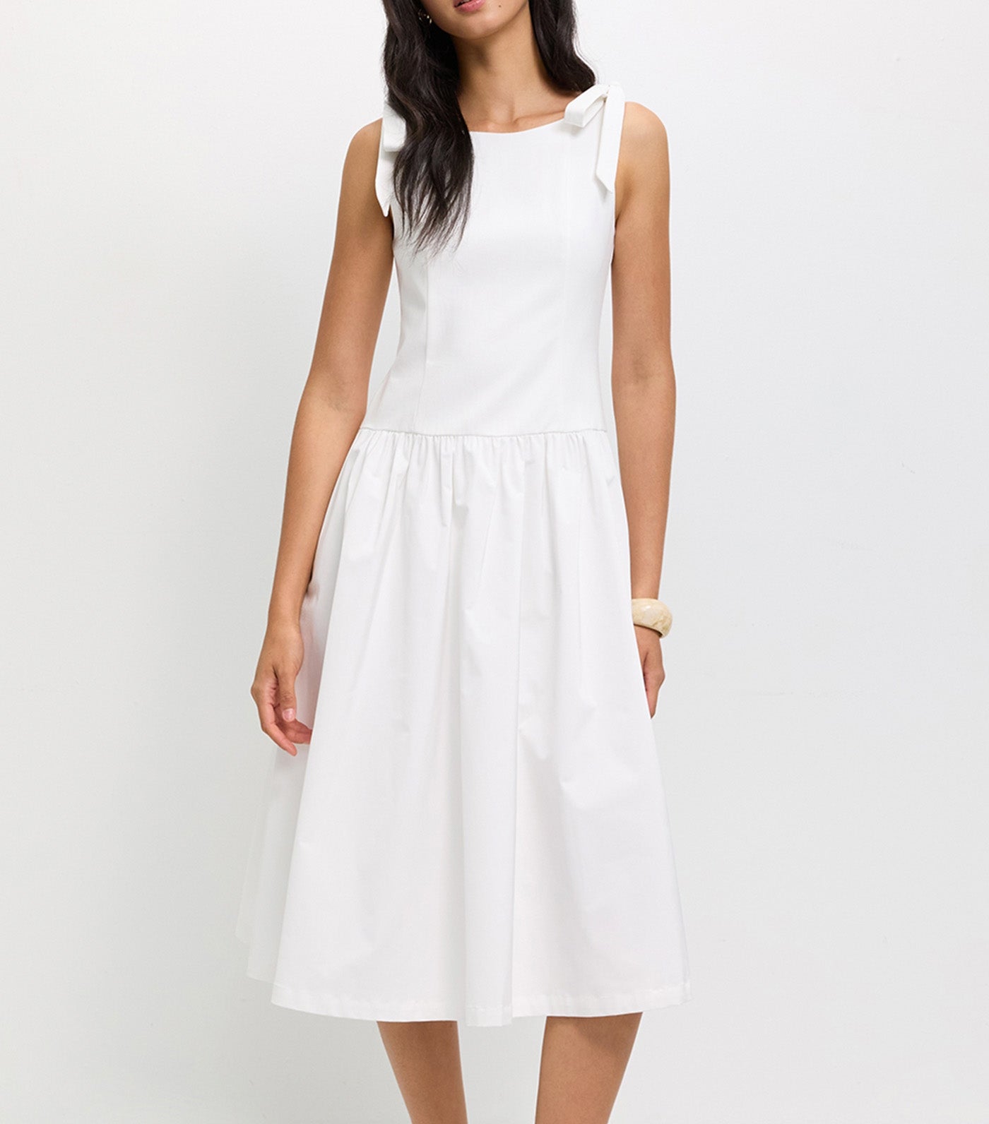 Tie Shoulder Dress Off-White