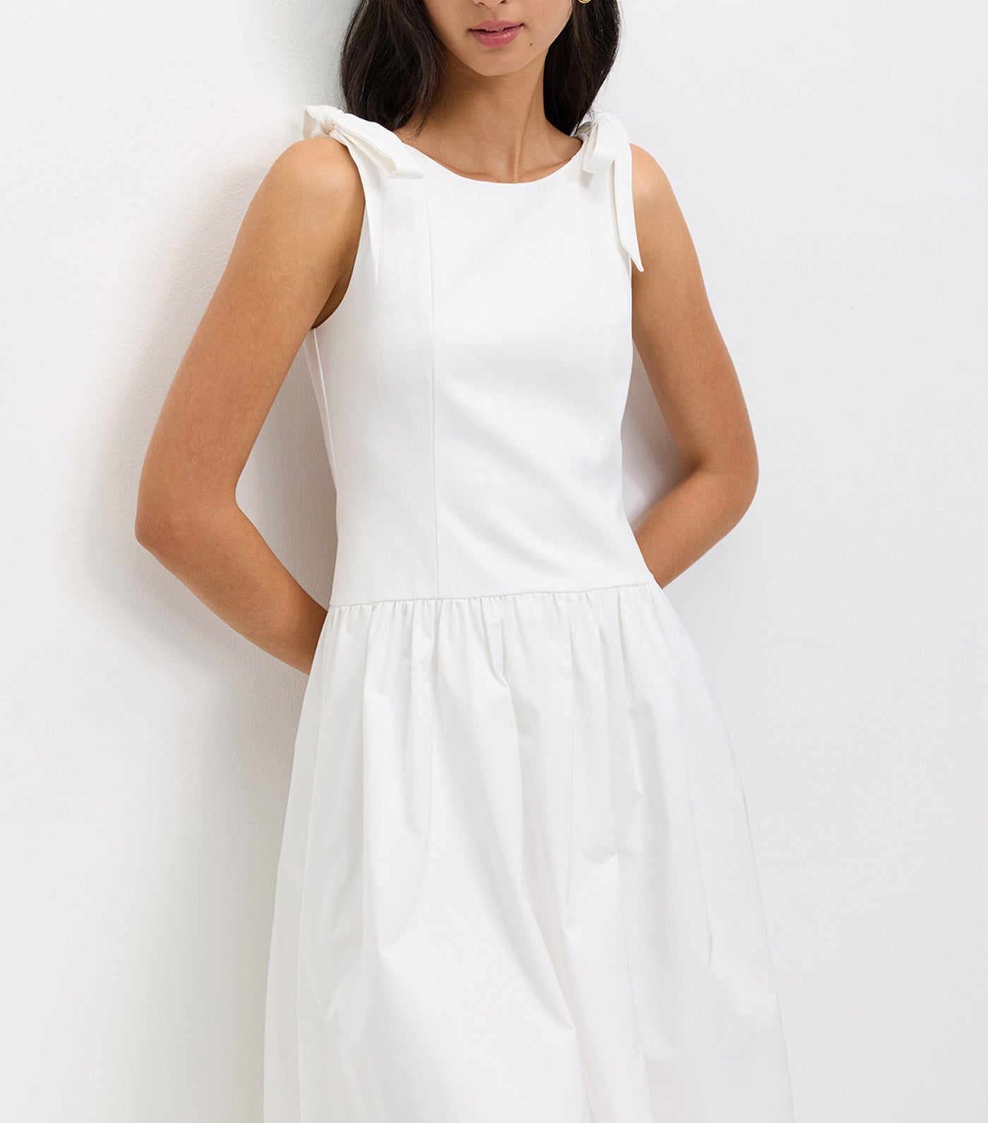 Tie Shoulder Dress Off-White