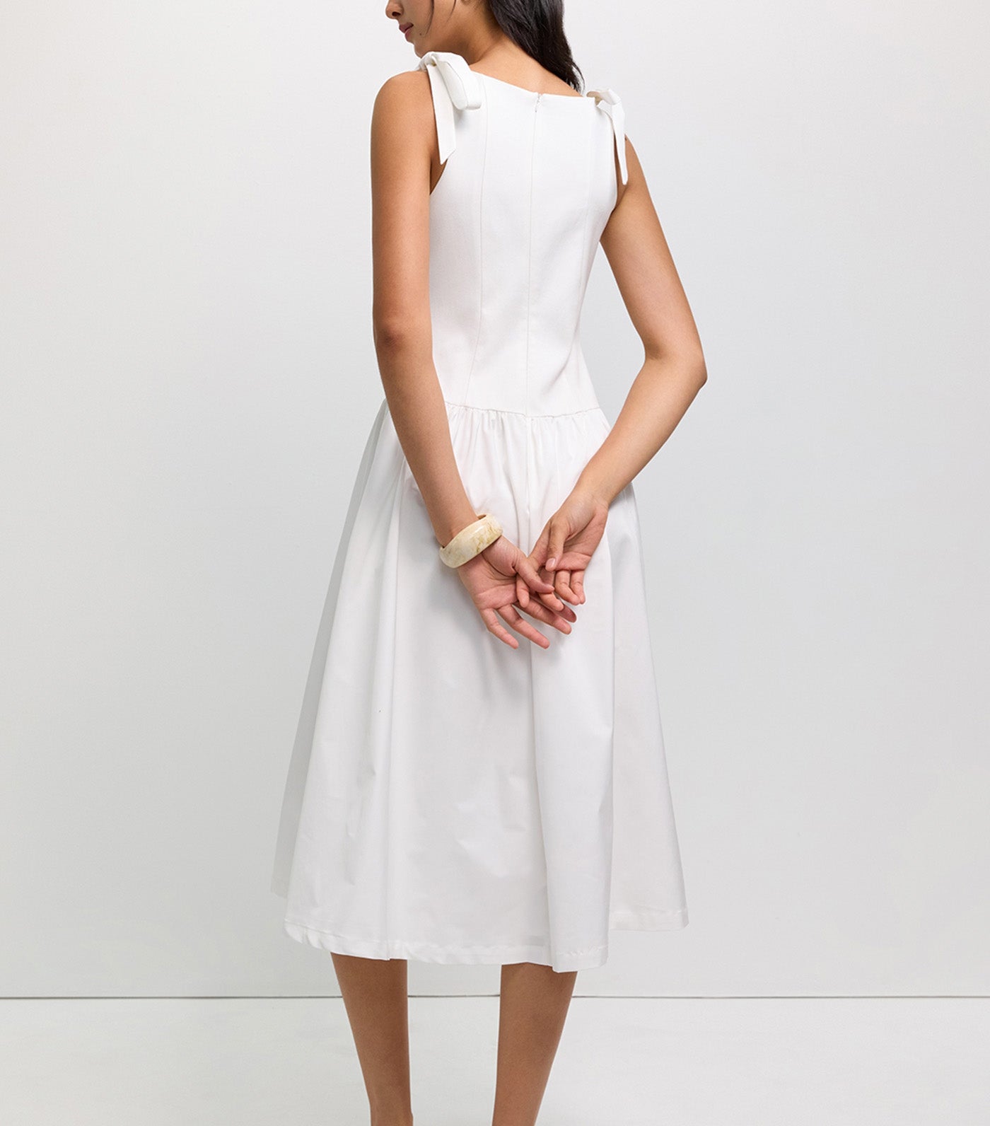 Tie Shoulder Dress Off-White