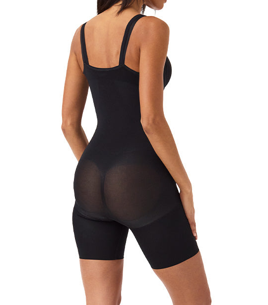 ASSETS by SPANX Women's Feminine Shaping Mid-Thigh Bodysuit - Black 1X