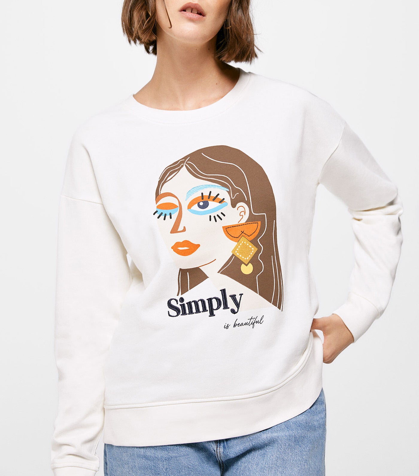 Girl's "Simply" Sweatshirt White