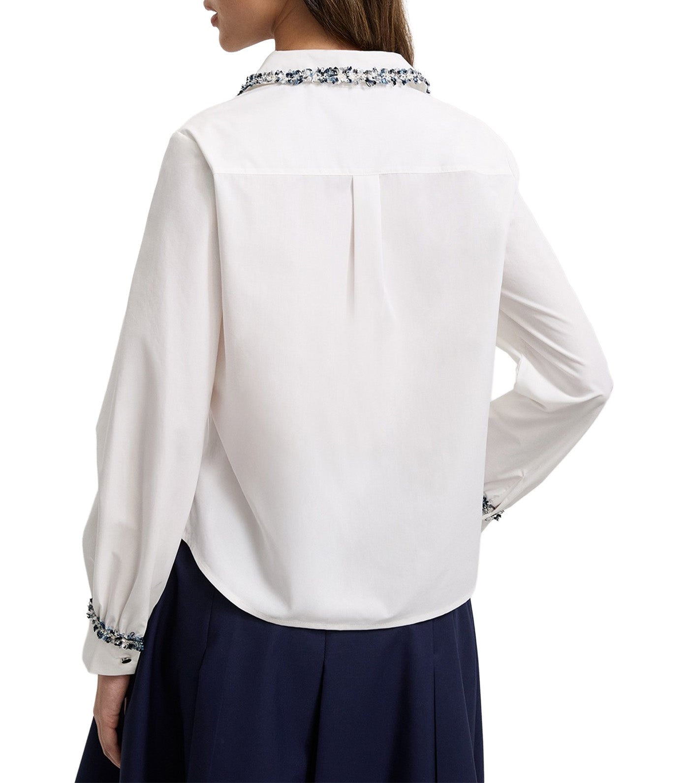 Tweed Trim Shirt White
