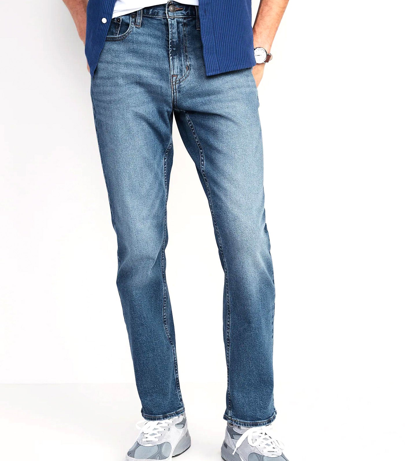 Straight Built-In Flex Jeans for Men Light Wash with Tint