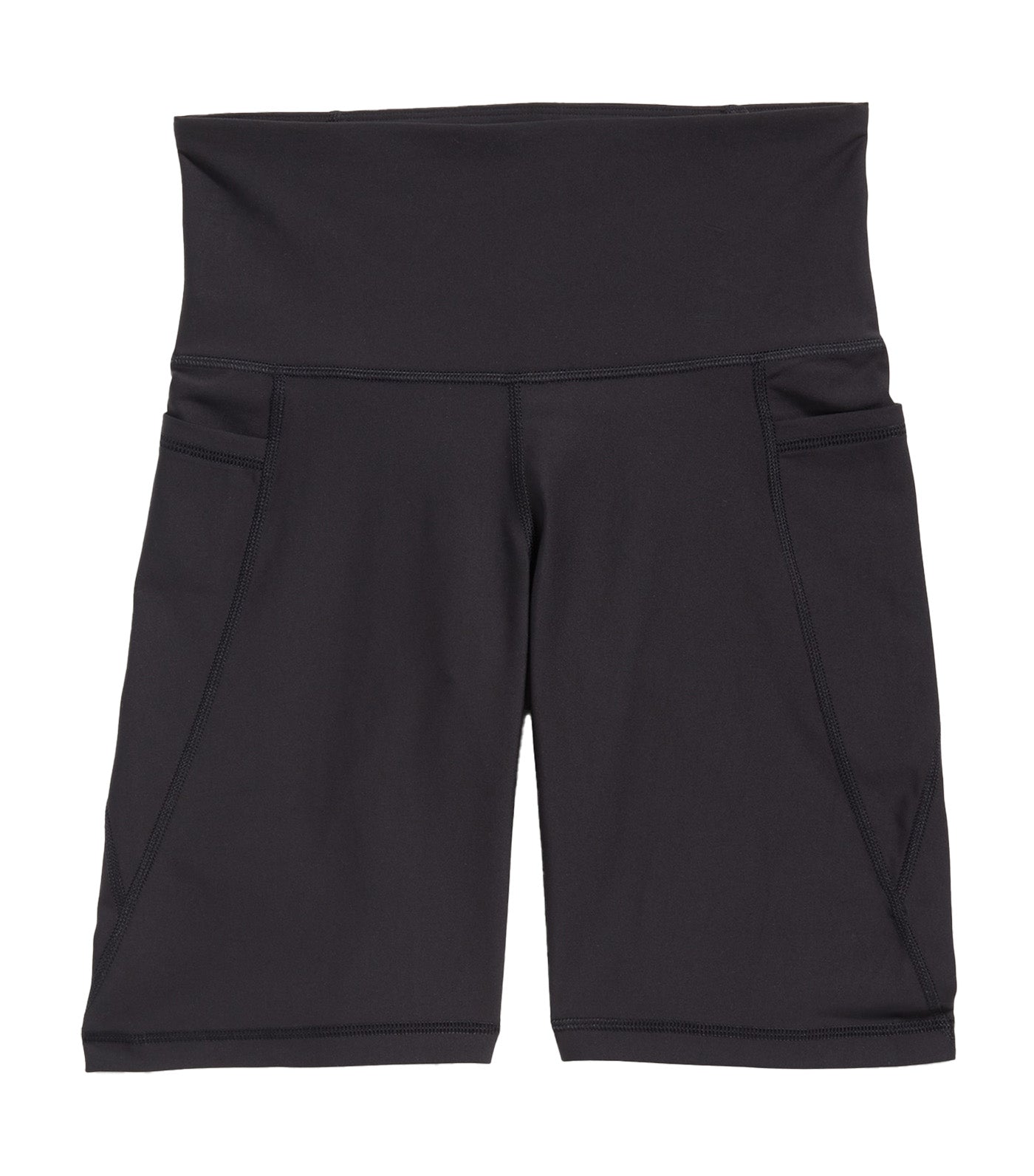 High-Waisted PowerSoft Side-Pocket Biker Shorts for Women - 8-Inch Inseam Black Jack