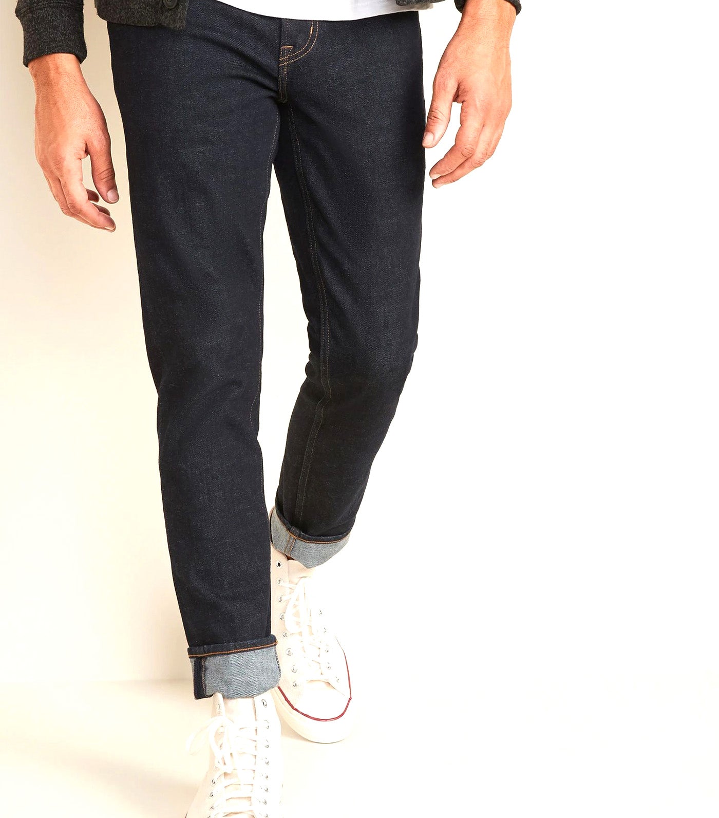 Relaxed Slim Taper Built-In Flex Dark-Wash Jeans Rinse