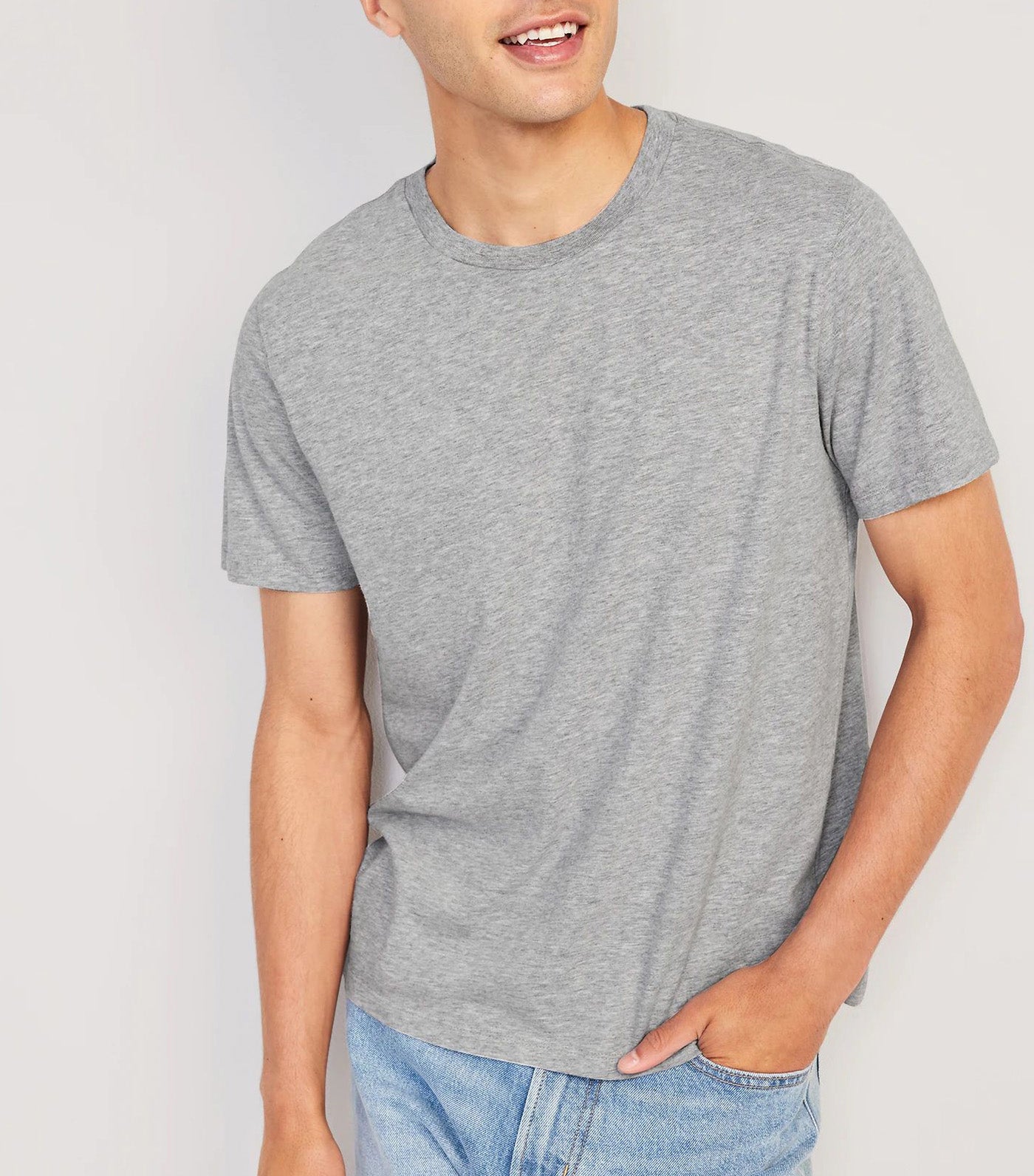 Soft-Washed Crew-Neck T-Shirt for Men Light Gray