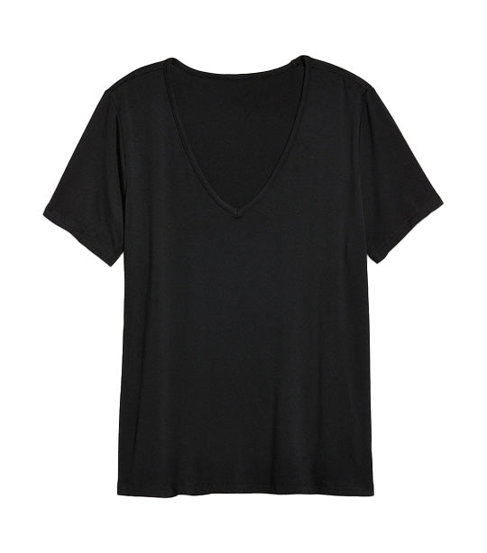 Luxe V-Neck T-Shirt for Women Black Jack