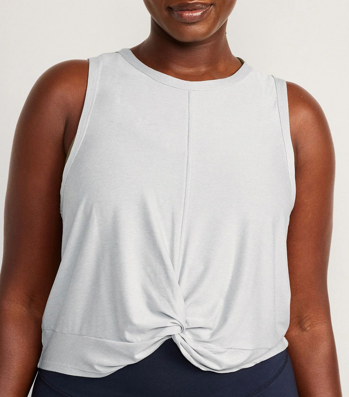 Cloud 94 Soft Sleeveless Twist-Front Cropped Top for Women Light Heather Gray