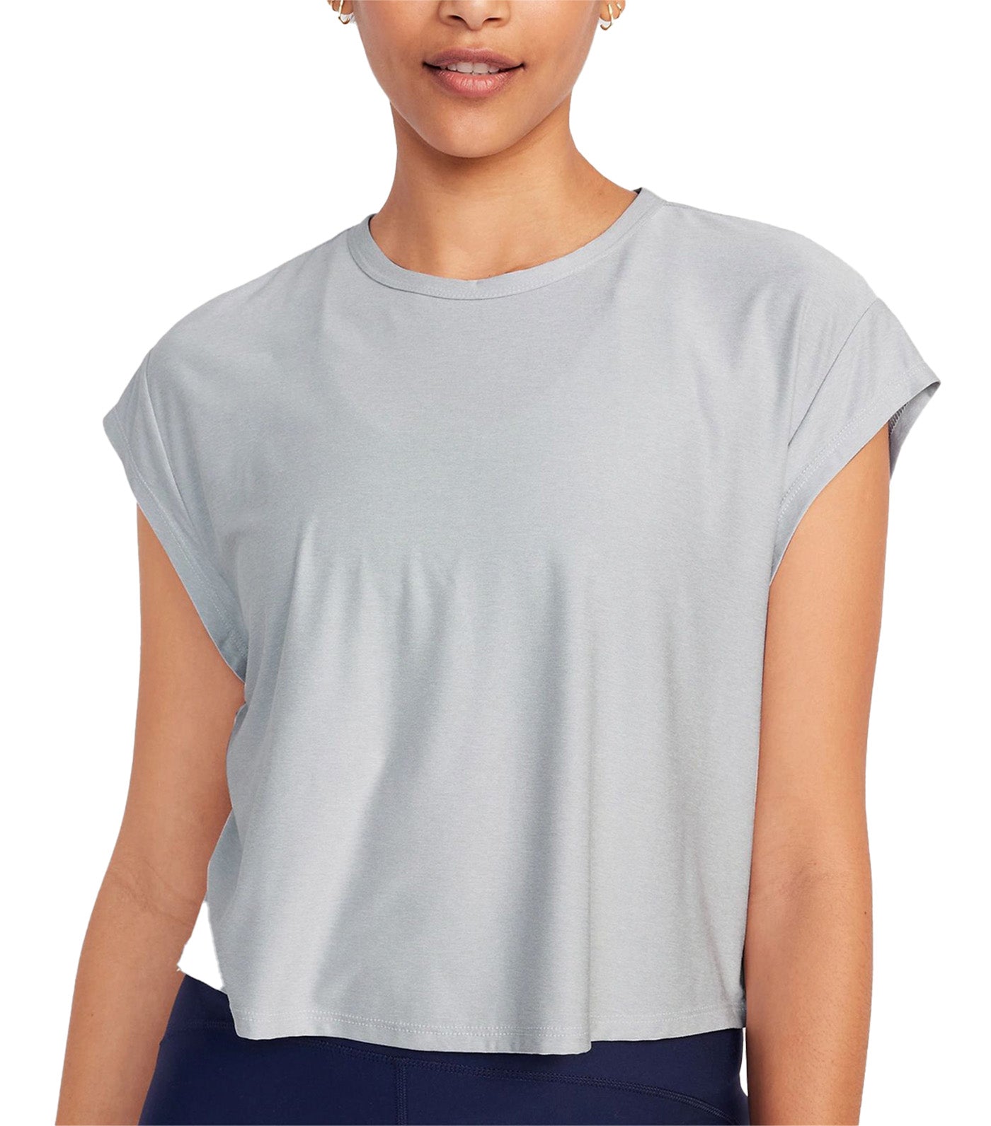 Loose Cloud 94 Soft Cutout-Back Cropped T-Shirt for Women Light Gray Heather