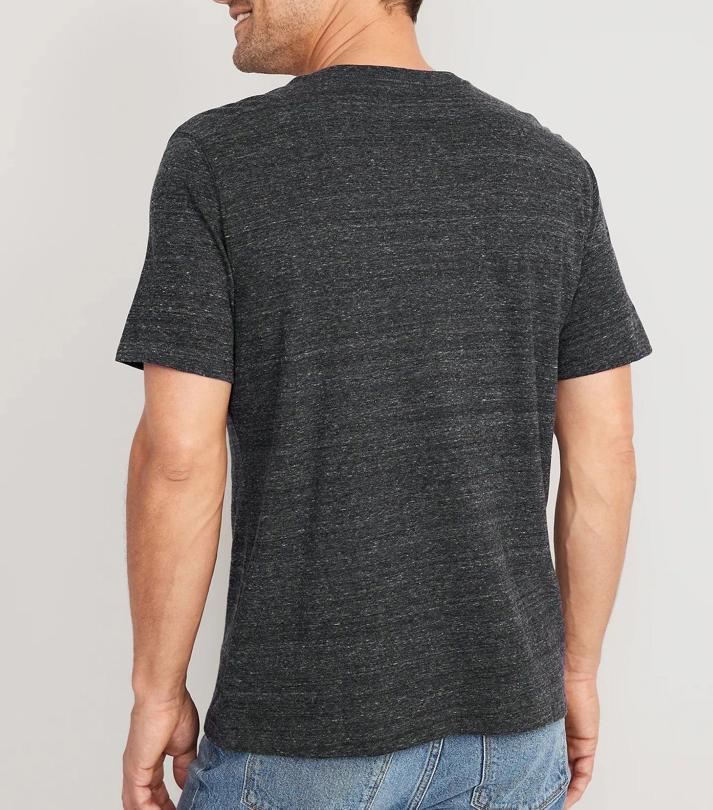Soft-Washed V-Neck Slub-Knit T-Shirt for Men Charcoal Heather