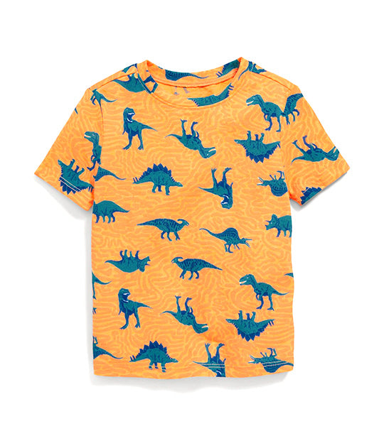 Unisex Printed Short-Sleeve T-Shirt for Toddler Orange Dinosaur