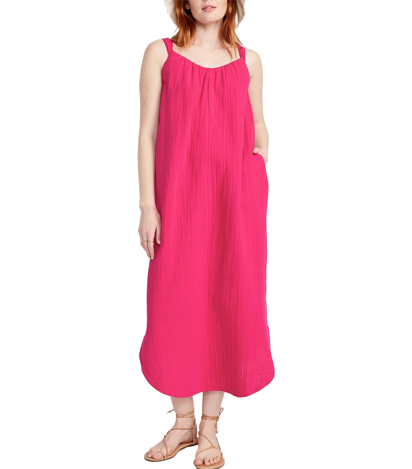 Sleeveless Shirred Maxi Dress for Women Begonia Rose