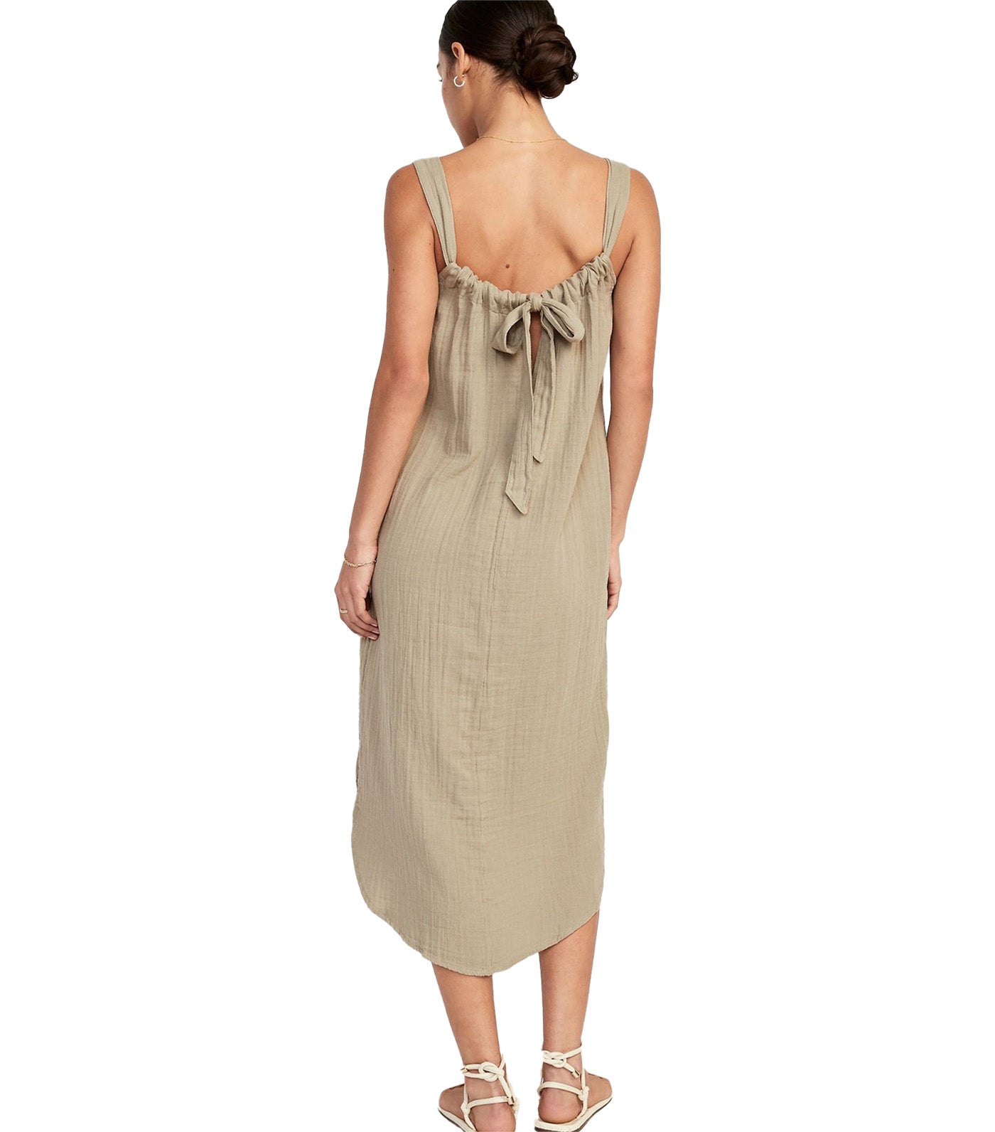Sleeveless Shirred Maxi Dress for Women Birch Leaf