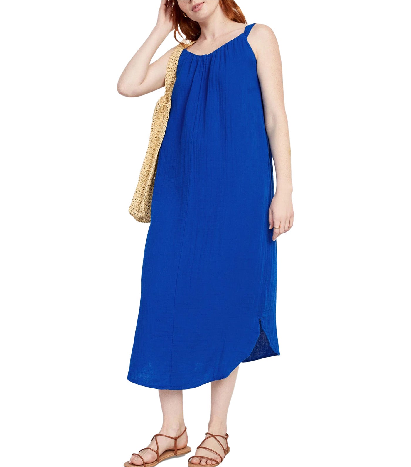 Sleeveless Shirred Maxi Dress for Women Tanzanite